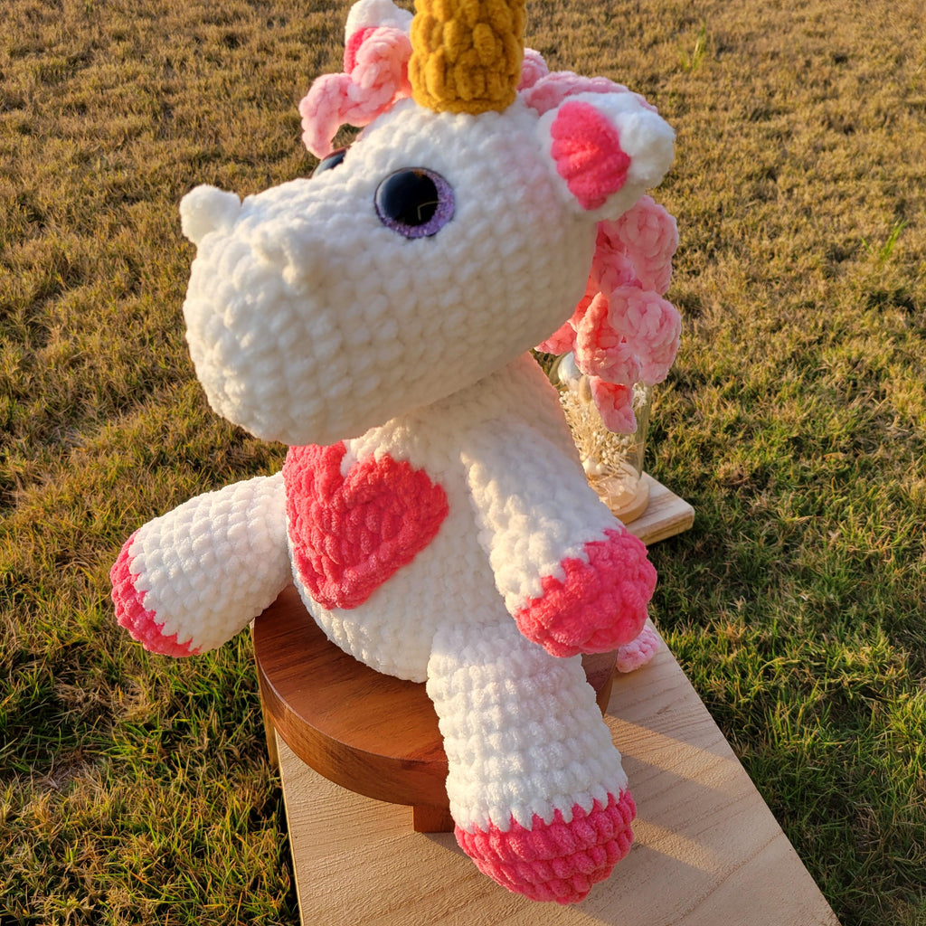 Jumbo Crochet Unicorn Plush | Pink Amigurumi Toy - Giant Stuffed Animal for Nurseries