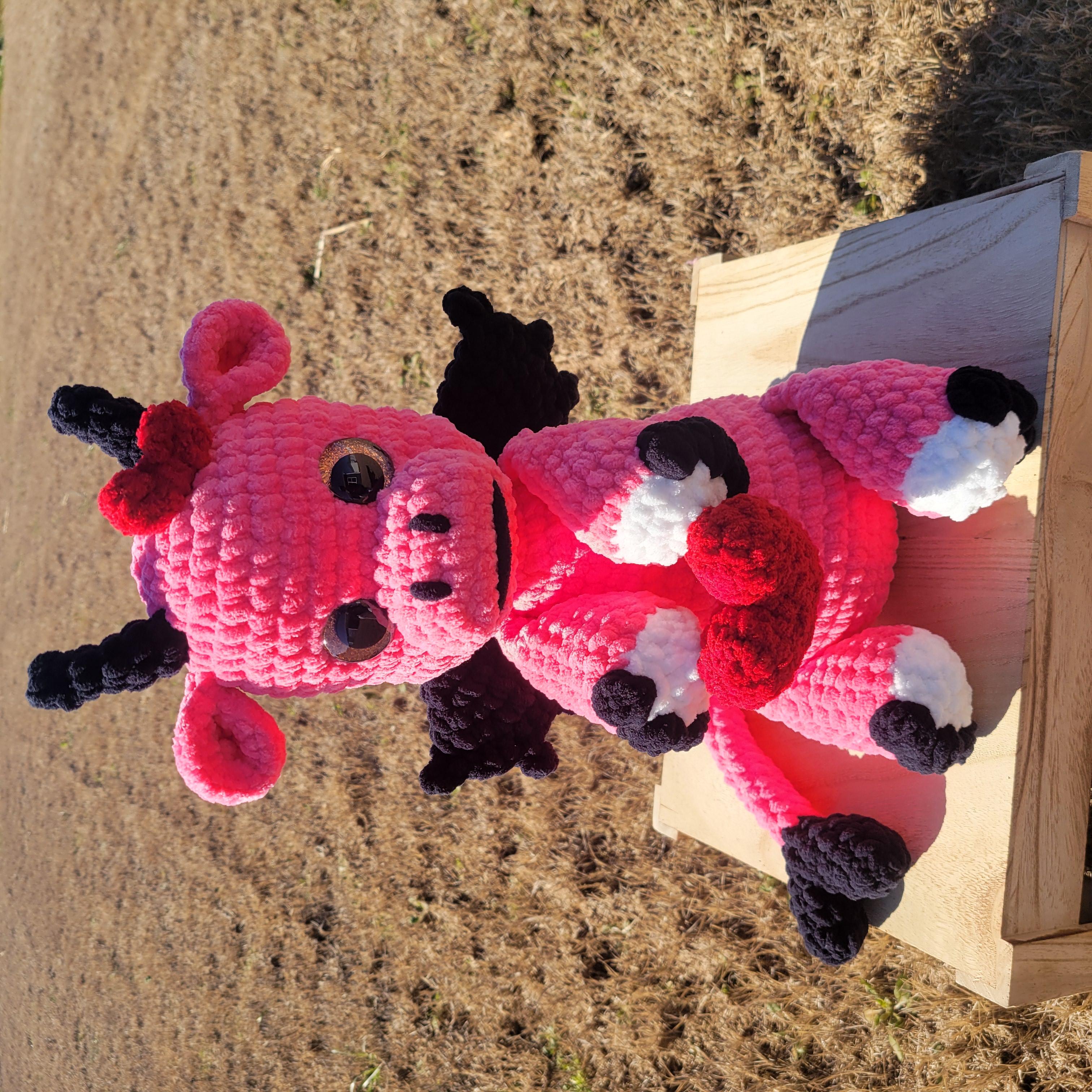 Handmade Crochet Dragon Plush - Sweet Um’s the Val Dragon - Pink Plushy