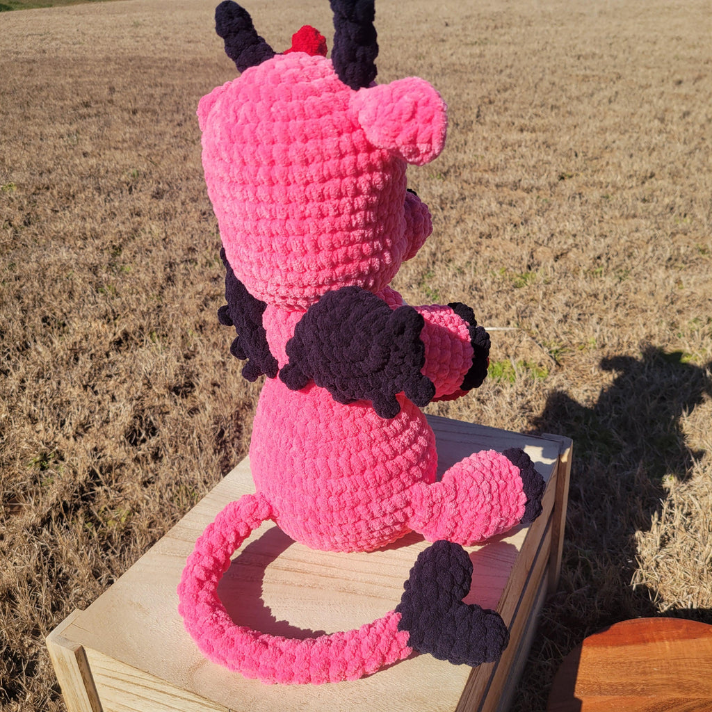 Handmade Crochet Dragon Plush - Sweet Um’s the Val Dragon - Pink Plushy