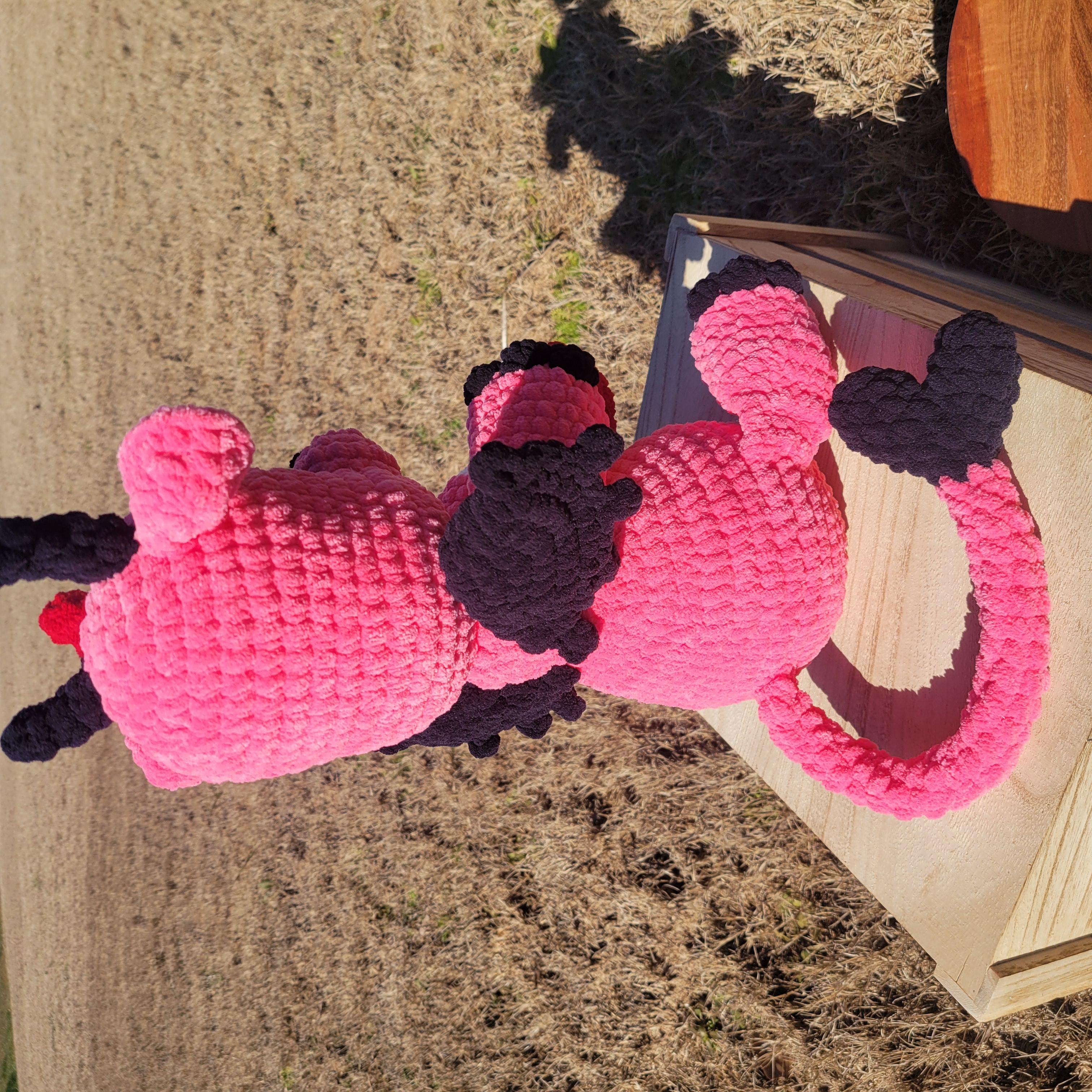 Handmade Crochet Dragon Plush - Sweet Um’s the Val Dragon - Pink Plushy