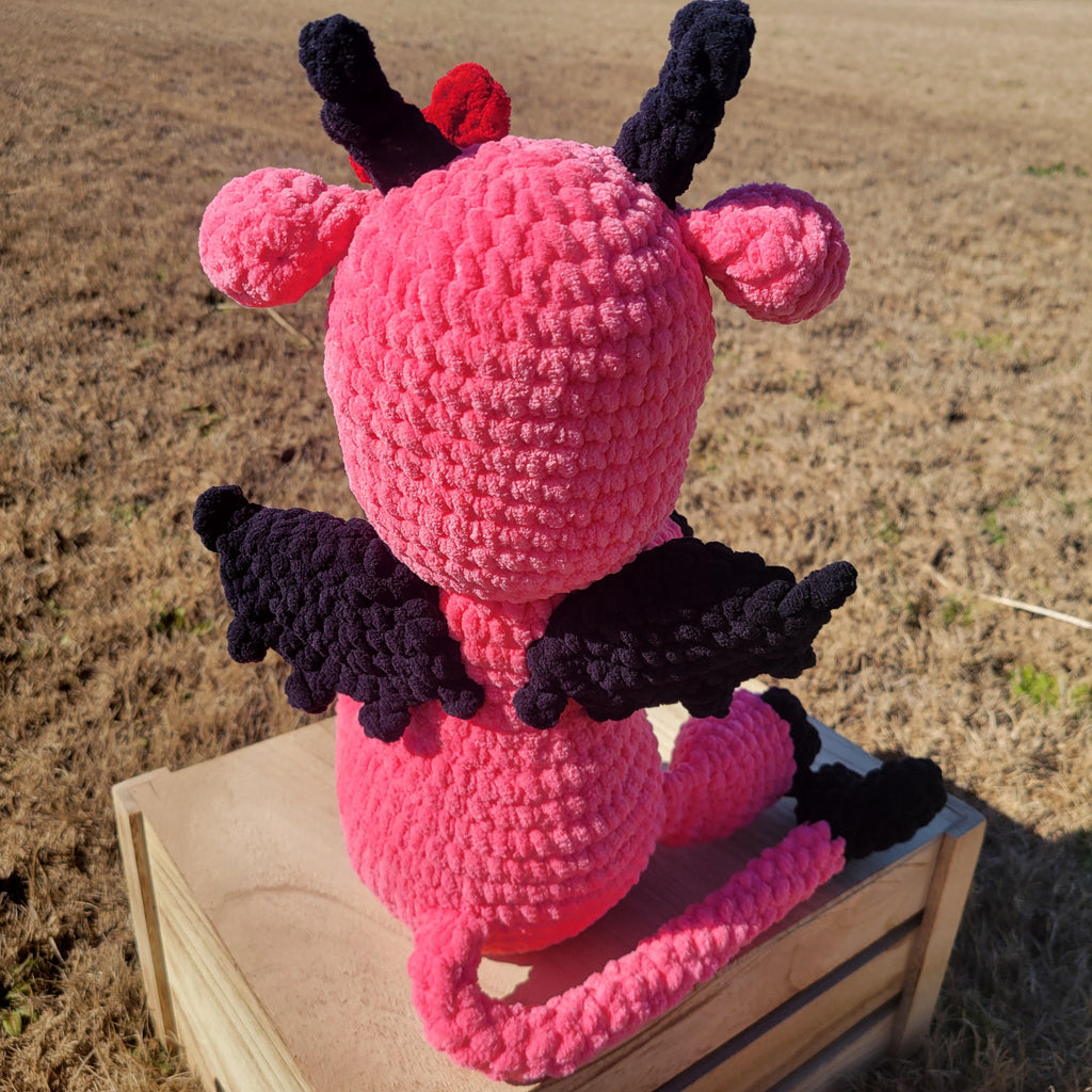 Handmade Crochet Dragon Plush - Sweet Um’s the Val Dragon - Pink Plushy