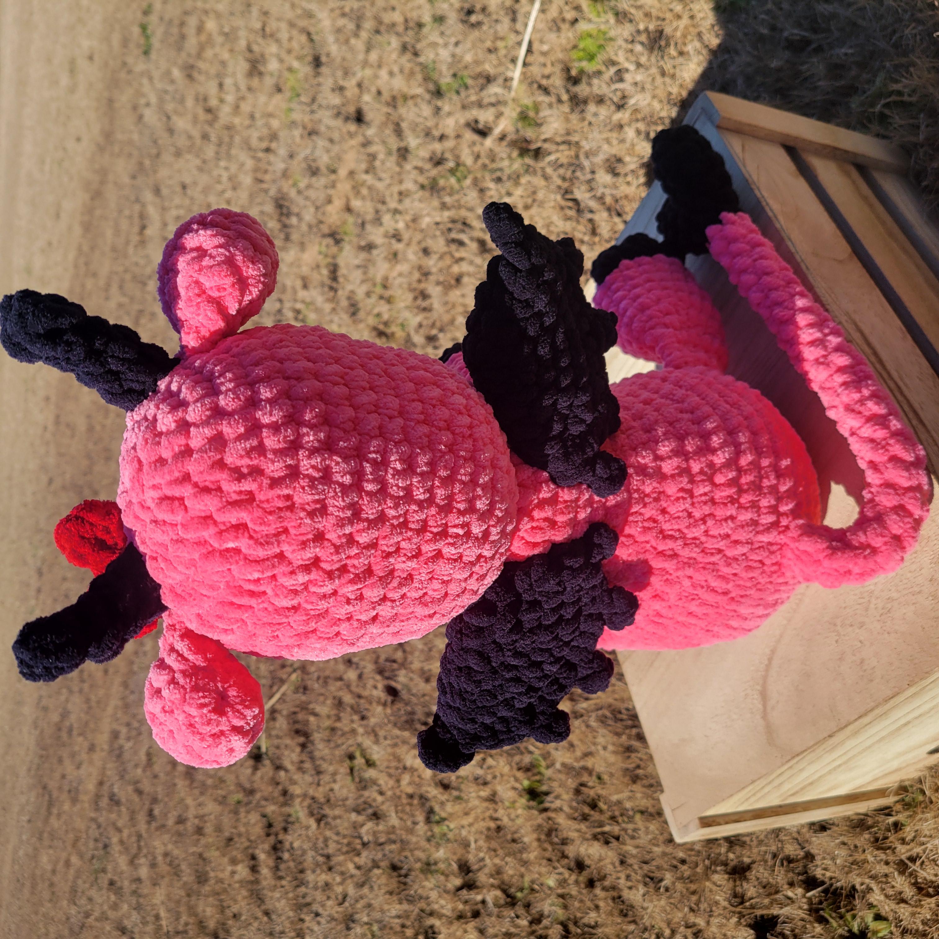 Handmade Crochet Dragon Plush - Sweet Um’s the Val Dragon - Pink Plushy