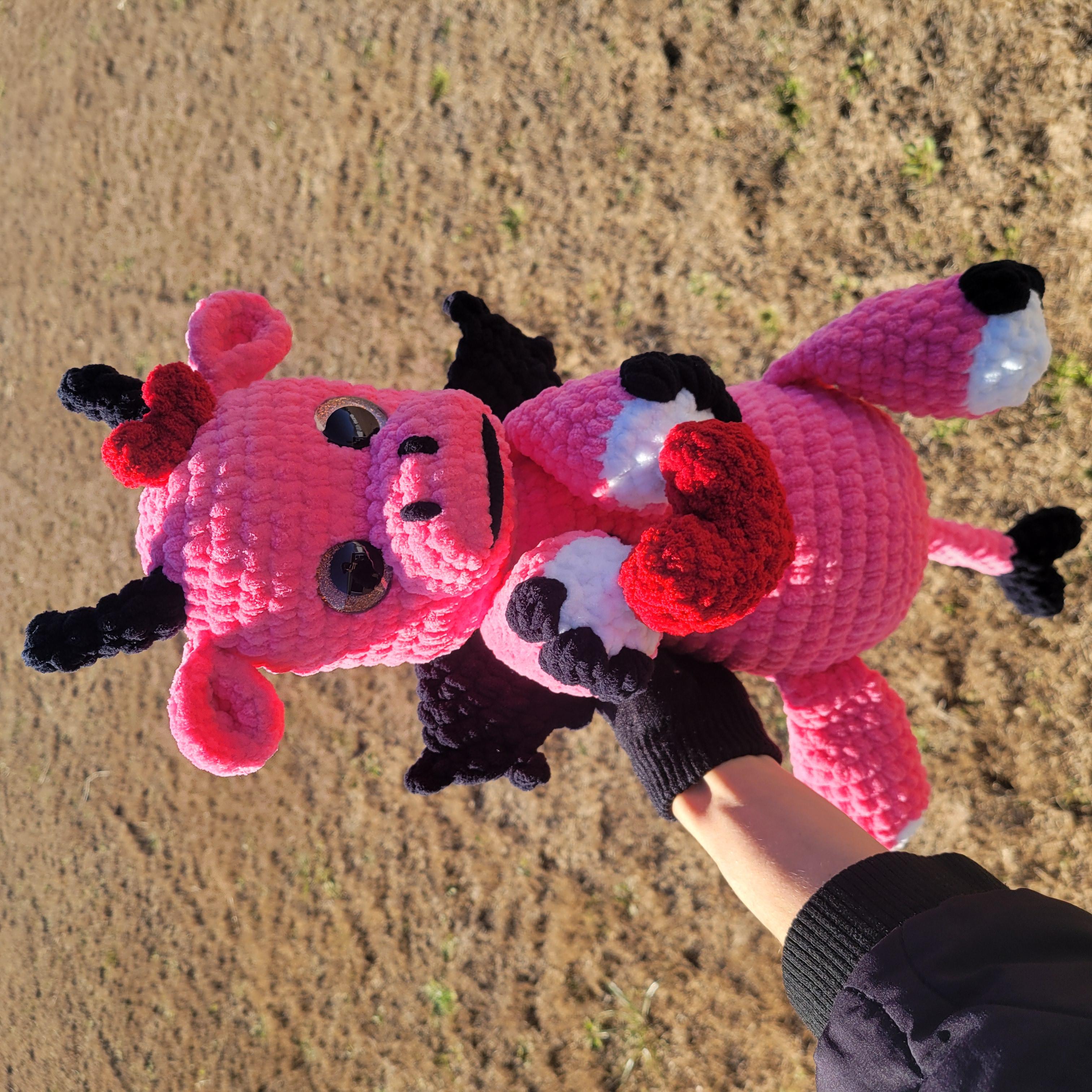 Handmade Crochet Dragon Plush - Sweet Um’s the Val Dragon - Pink Plushy