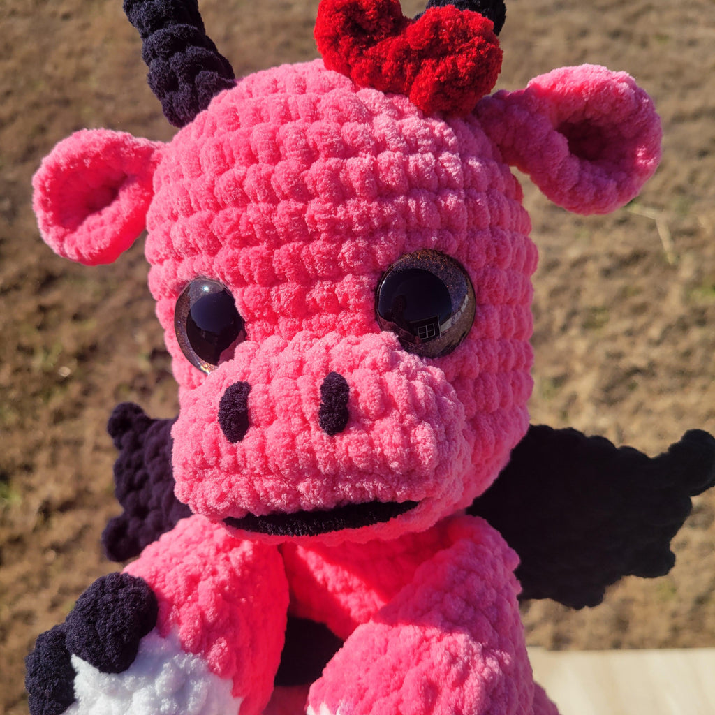 Handmade Crochet Dragon Plush - Sweet Um’s the Val Dragon - Pink Plushy