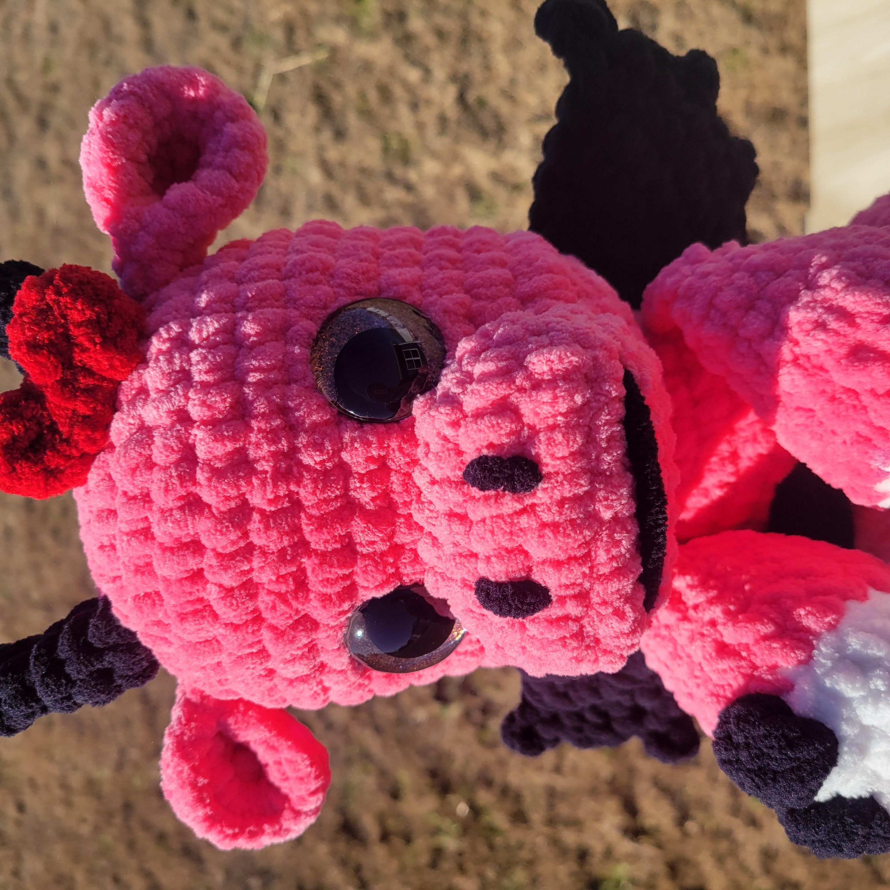 Handmade Crochet Dragon Plush - Sweet Um’s the Val Dragon - Pink Plushy