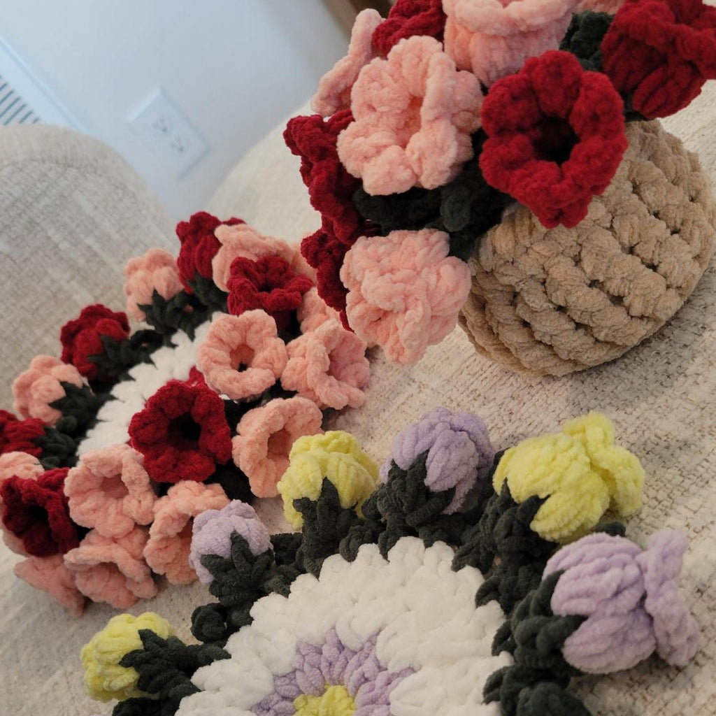 Crochet Flower Coaster with Basket - Floral Design | Handmade Home Décor