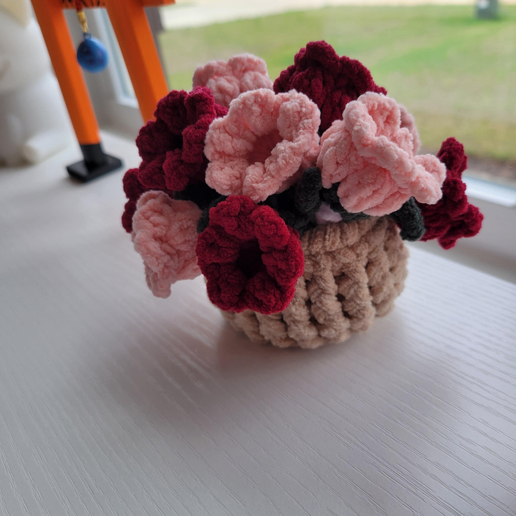Crochet Flower Coaster with Basket - Floral Design | Handmade Home Décor