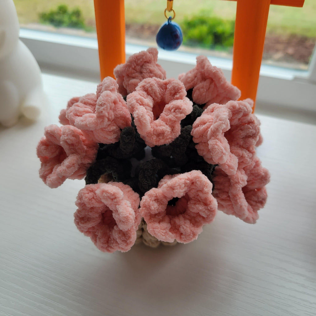 Crochet Flower Coaster with Basket - Floral Design | Handmade Home Décor