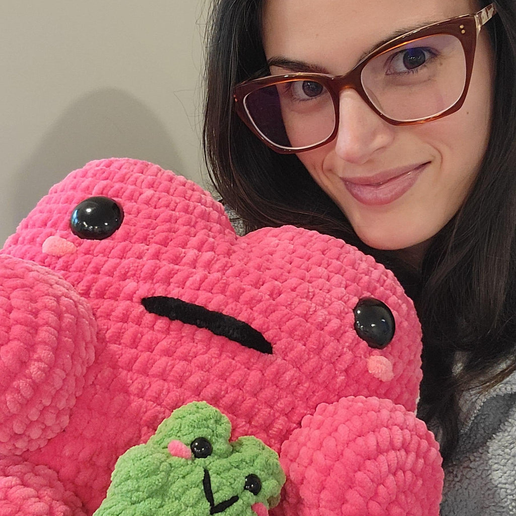 Lilly the Big Pink Frog Pillow • Crochet Pattern Digital PDF Blueprint