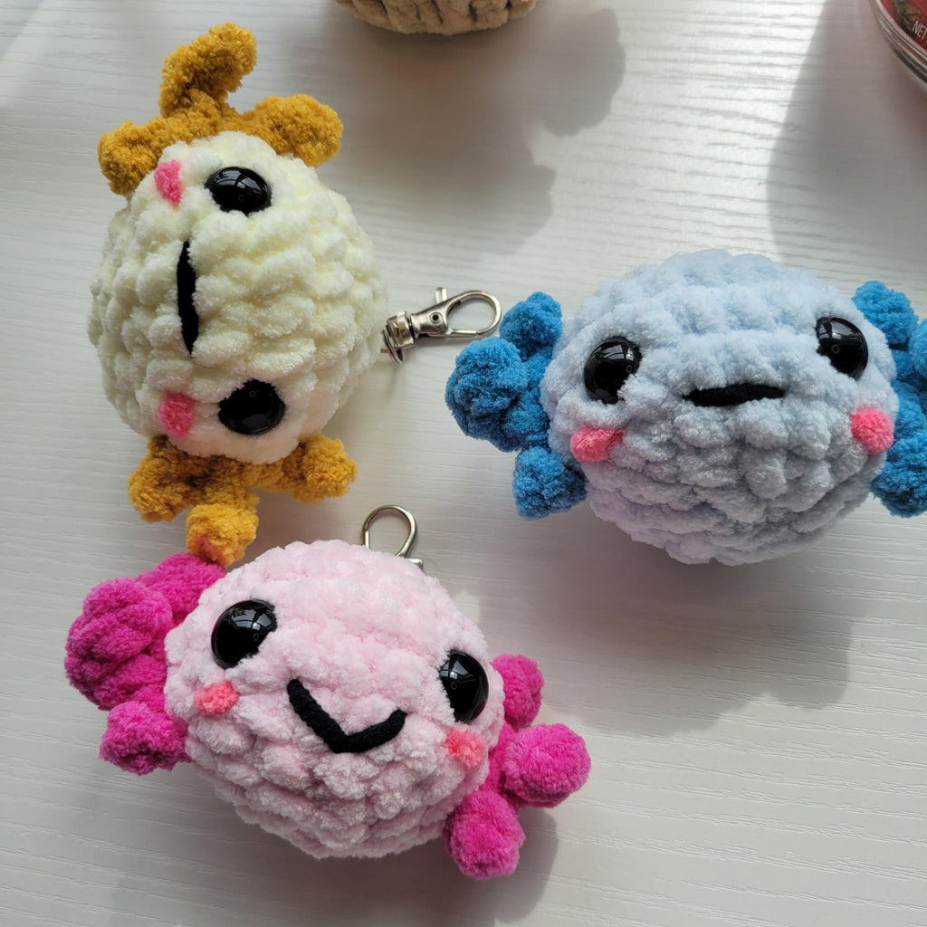 Adorable Crochet Axolotl Keychain – Handmade Plushie