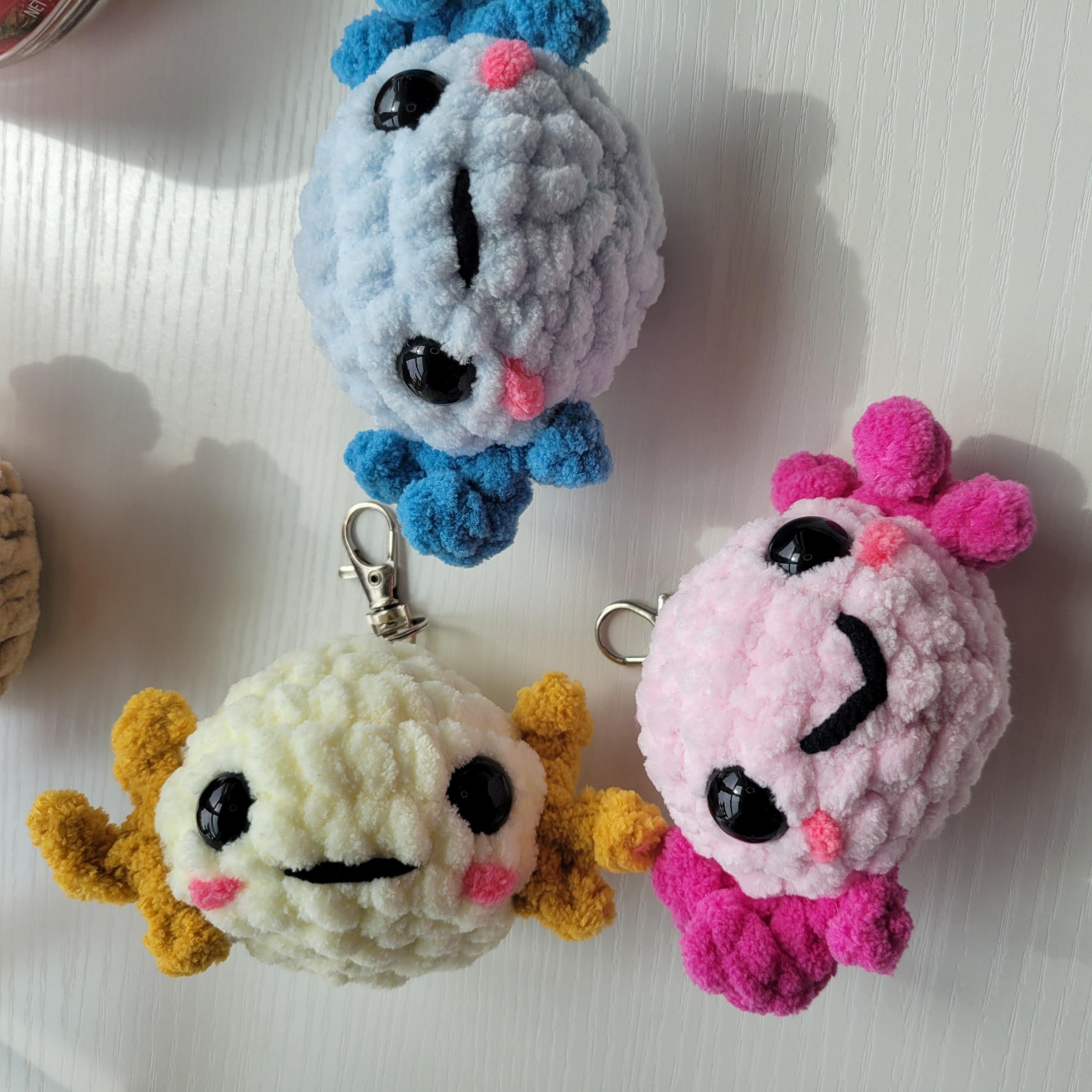 Adorable Crochet Axolotl Keychain – Handmade Plushie