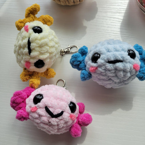 Adorable Crochet Axolotl Keychain – Handmade Plushie
