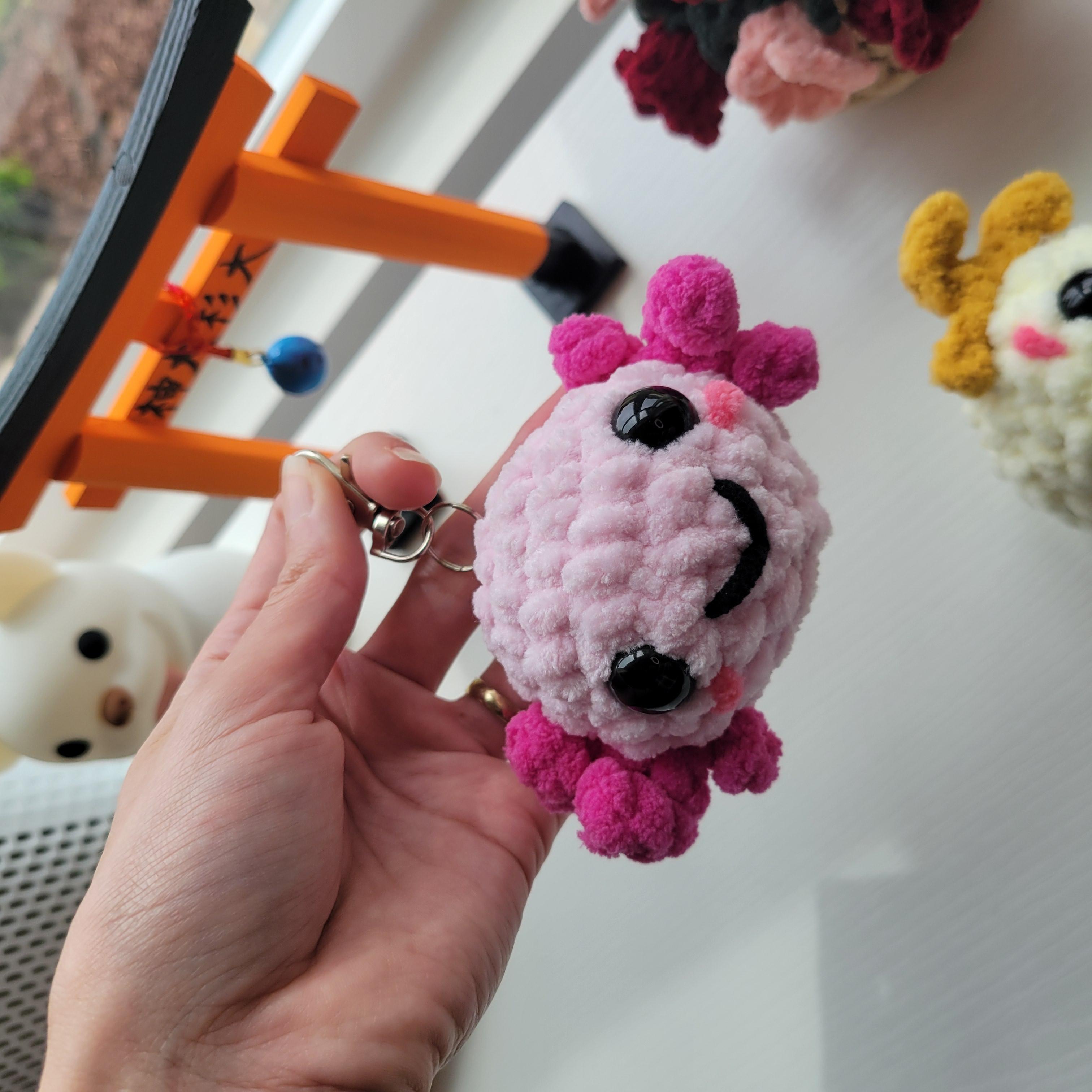 Adorable Crochet Axolotl Keychain – Handmade Plushie