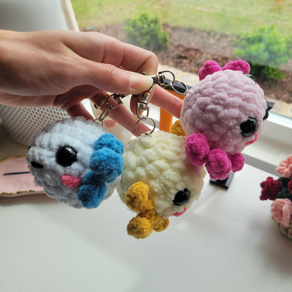 Adorable Crochet Axolotl Keychain – Handmade Plushie