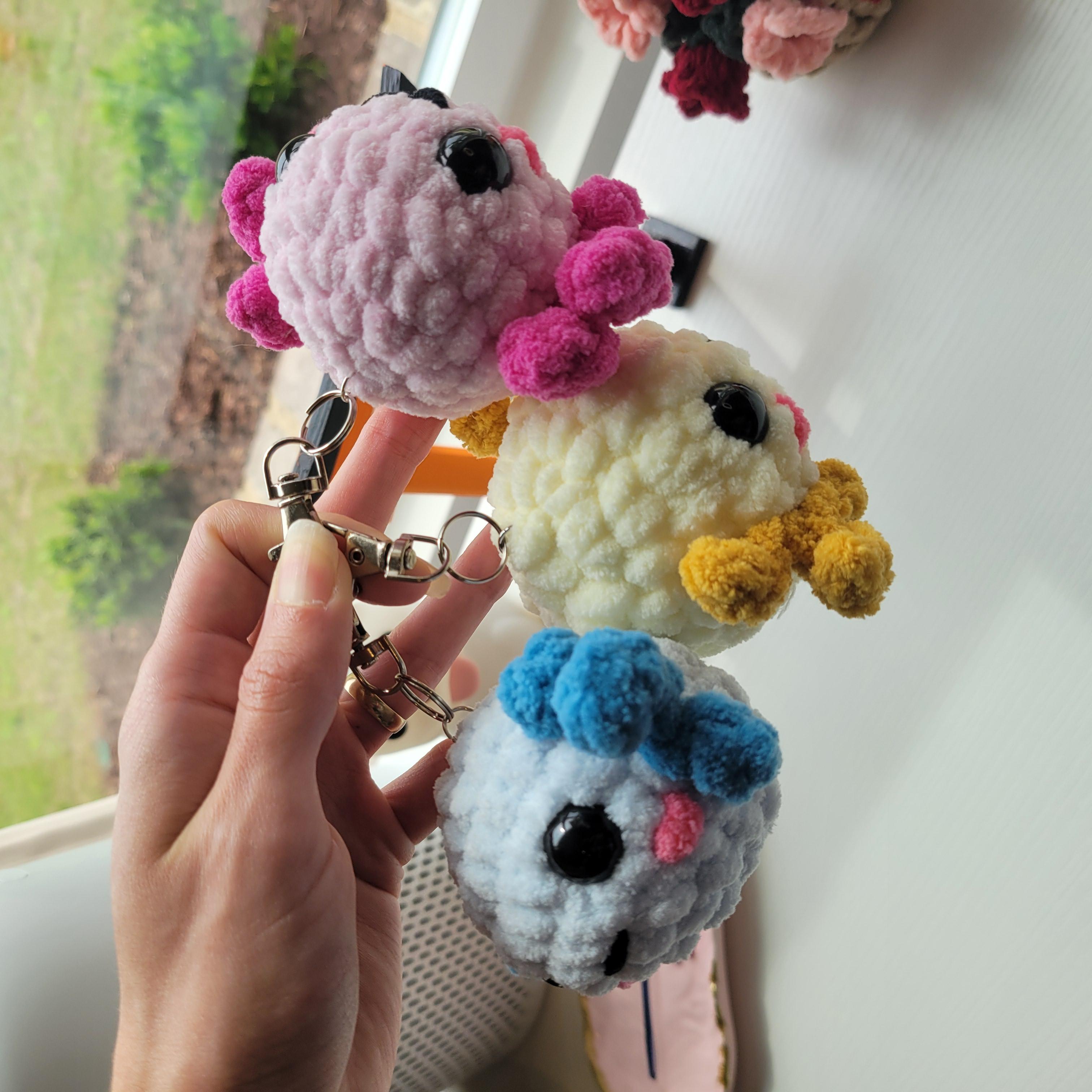 Adorable Crochet Axolotl Keychain – Handmade Plushie