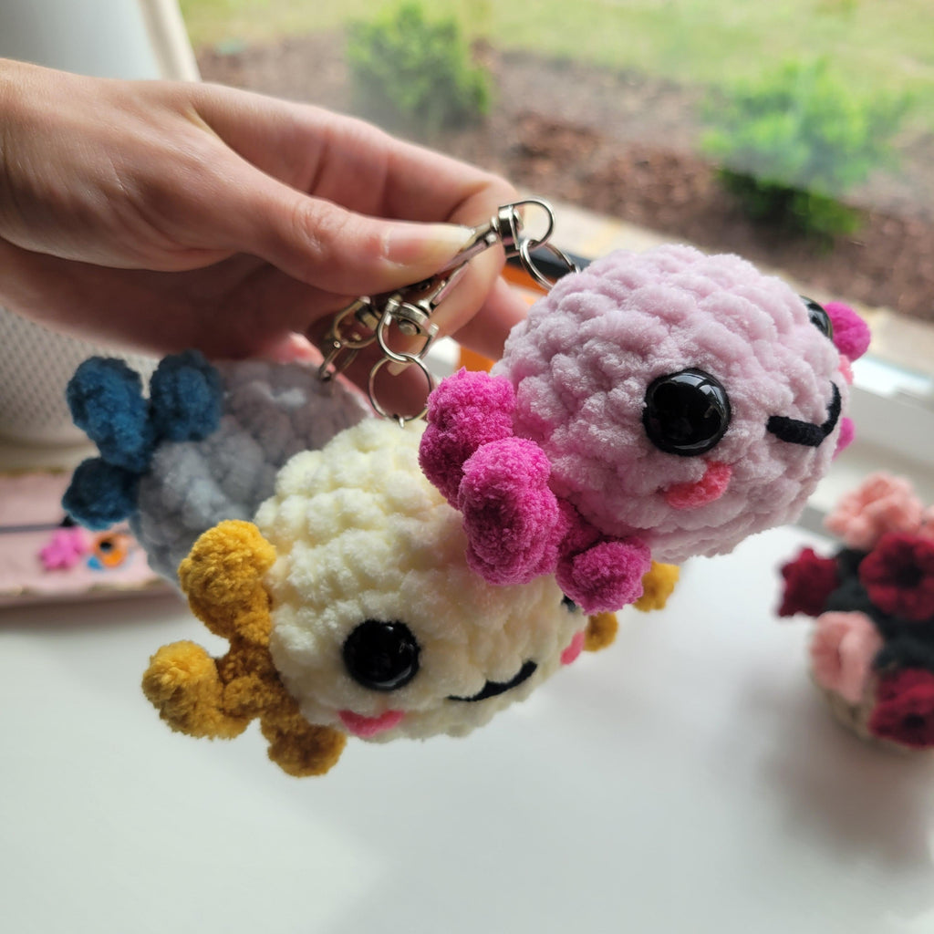 Adorable Crochet Axolotl Keychain – Handmade Plushie
