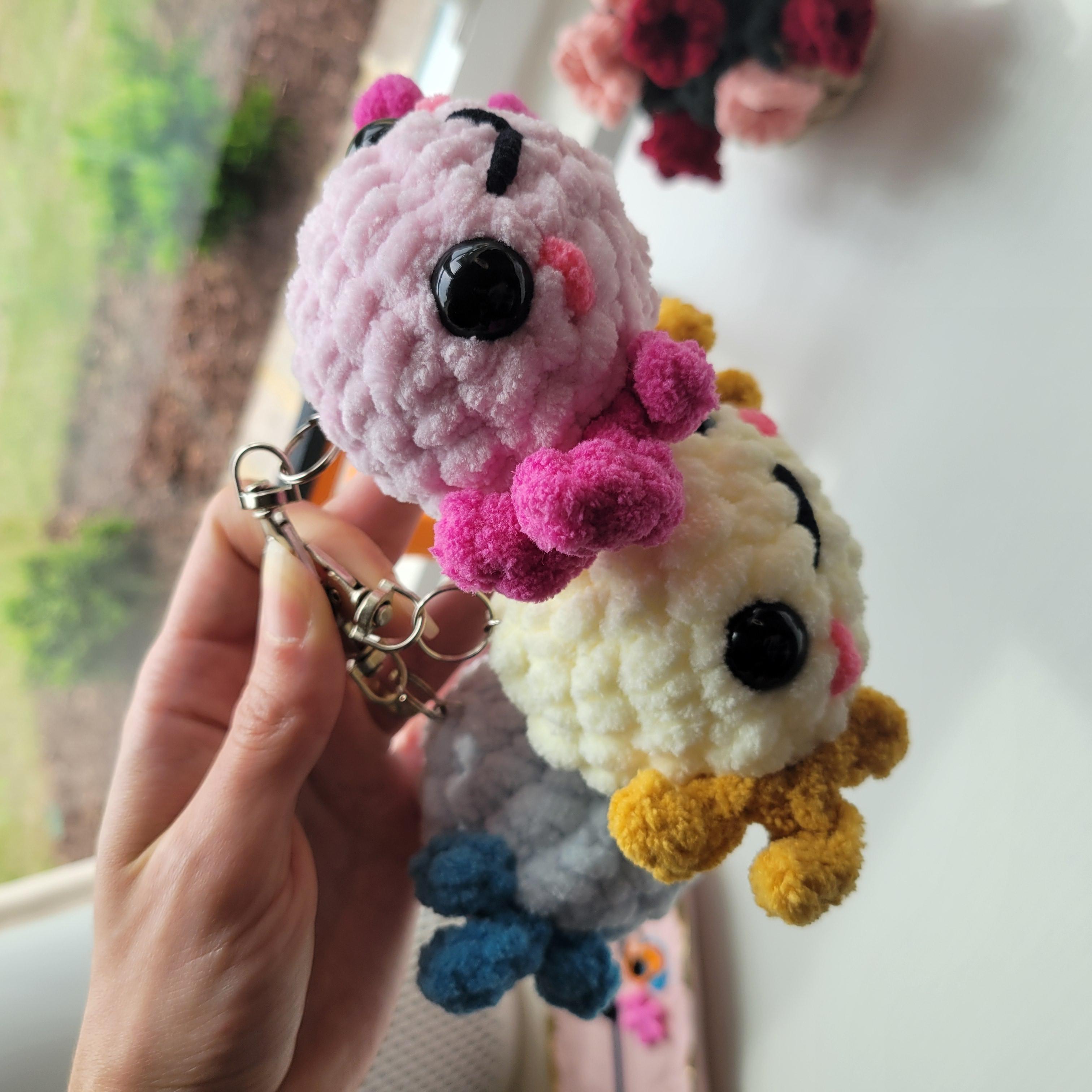 Adorable Crochet Axolotl Keychain – Handmade Plushie