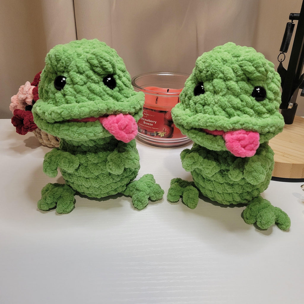 Freddy the Frog Crochet Plushie - Handmade Amigurumi Plush with Tongue