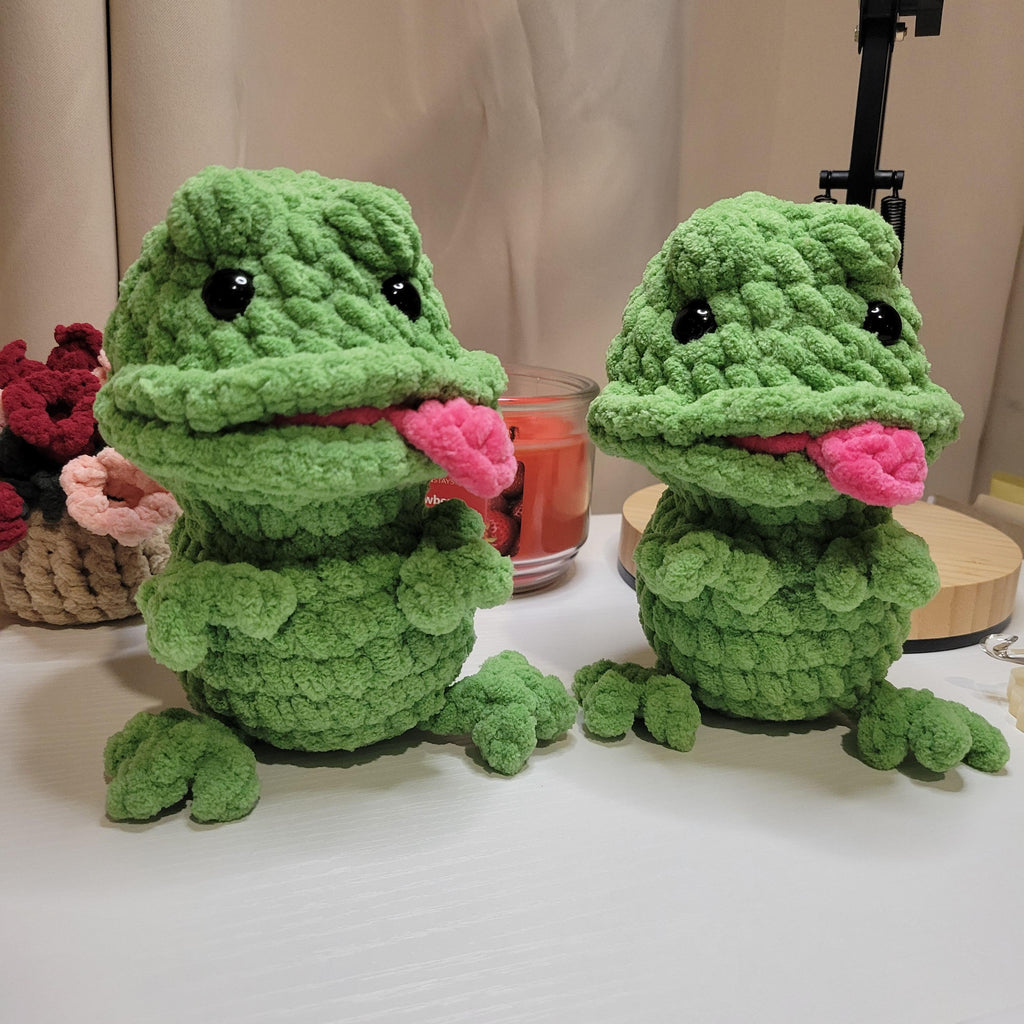 Freddy the Frog Crochet Plushie - Handmade Amigurumi Plush with Tongue