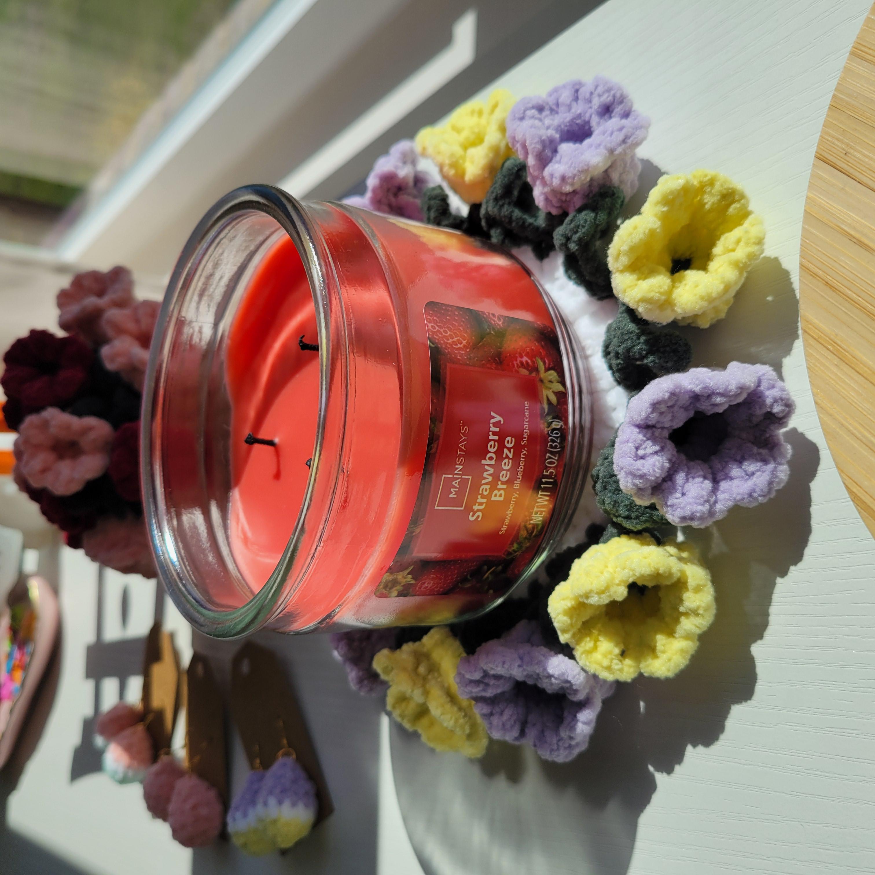 Crochet Flower Coaster with Basket - Floral Design | Handmade Home Décor