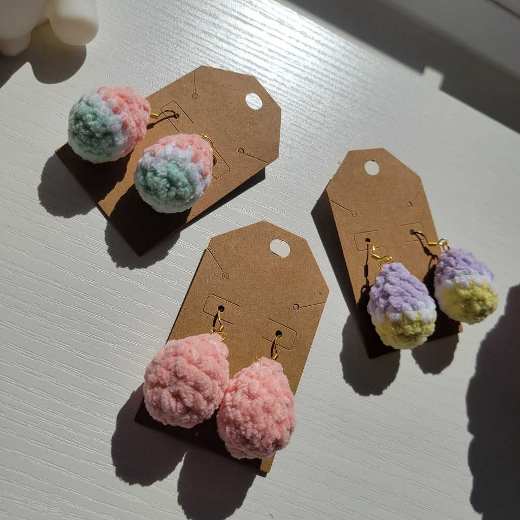 Crochet Easter Eggs Earrings - Amigurumi Plush Jewelry
