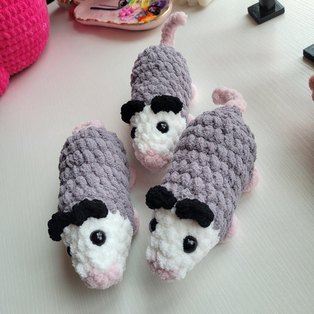 Crochet Opossum Plushie - Pocket-Sized - Amigurumi Plushy