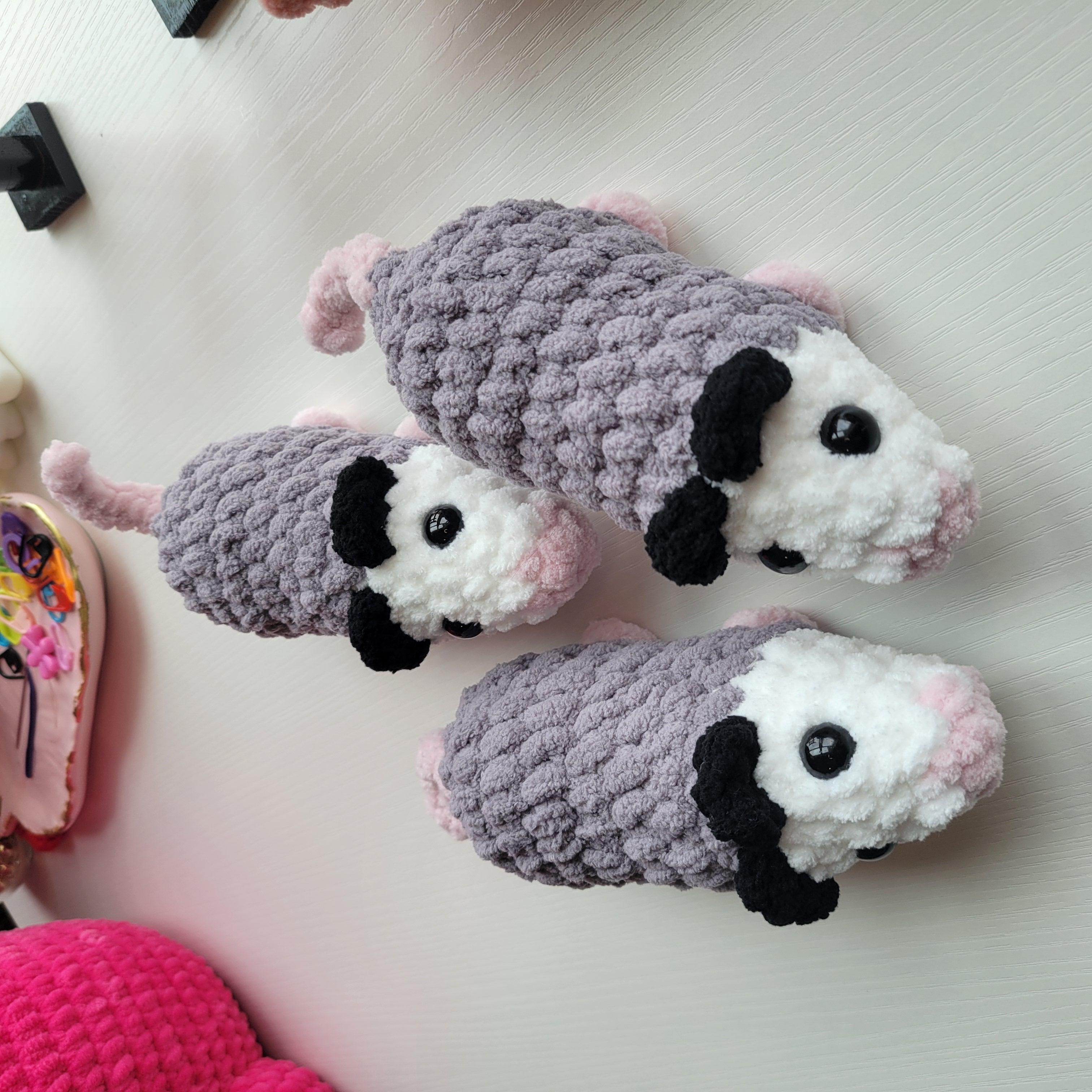 Crochet Opossum Plushie - Pocket-Sized - Amigurumi Plushy