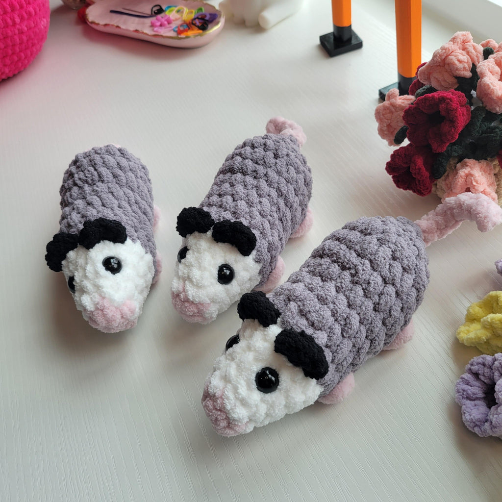 Crochet Opossum Plushie - Pocket-Sized - Amigurumi Plushy
