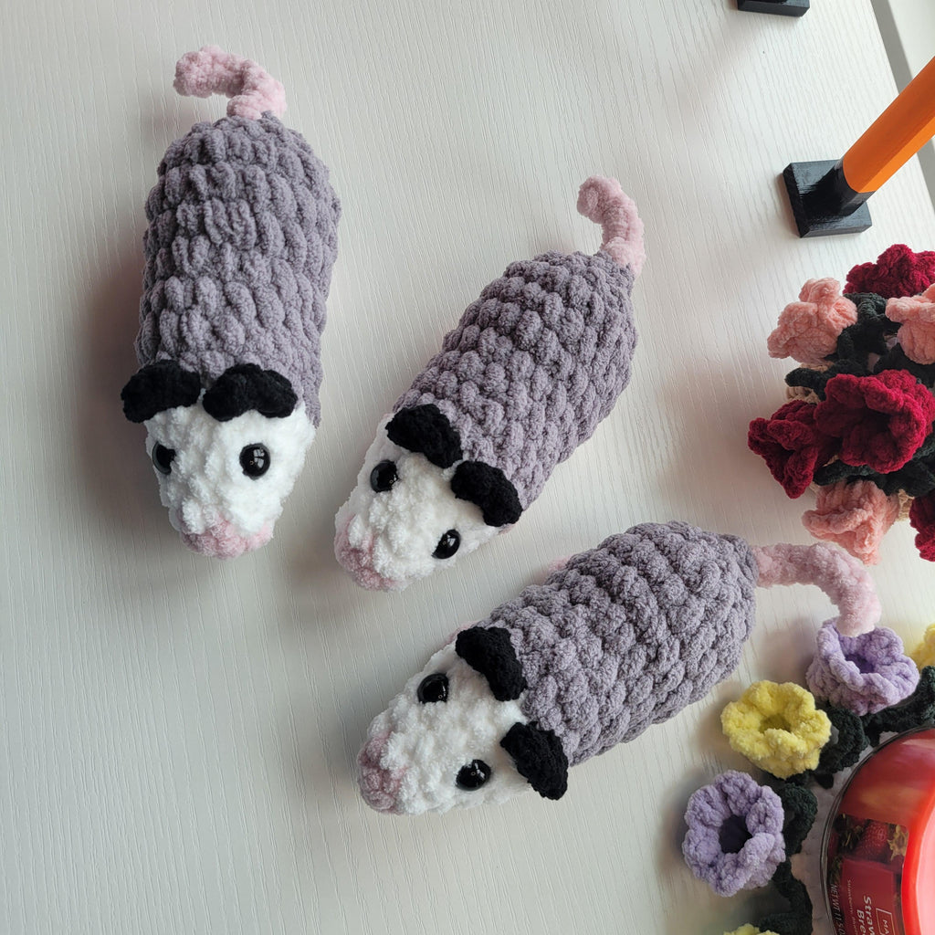 Crochet Opossum Plushie - Pocket-Sized - Amigurumi Plushy