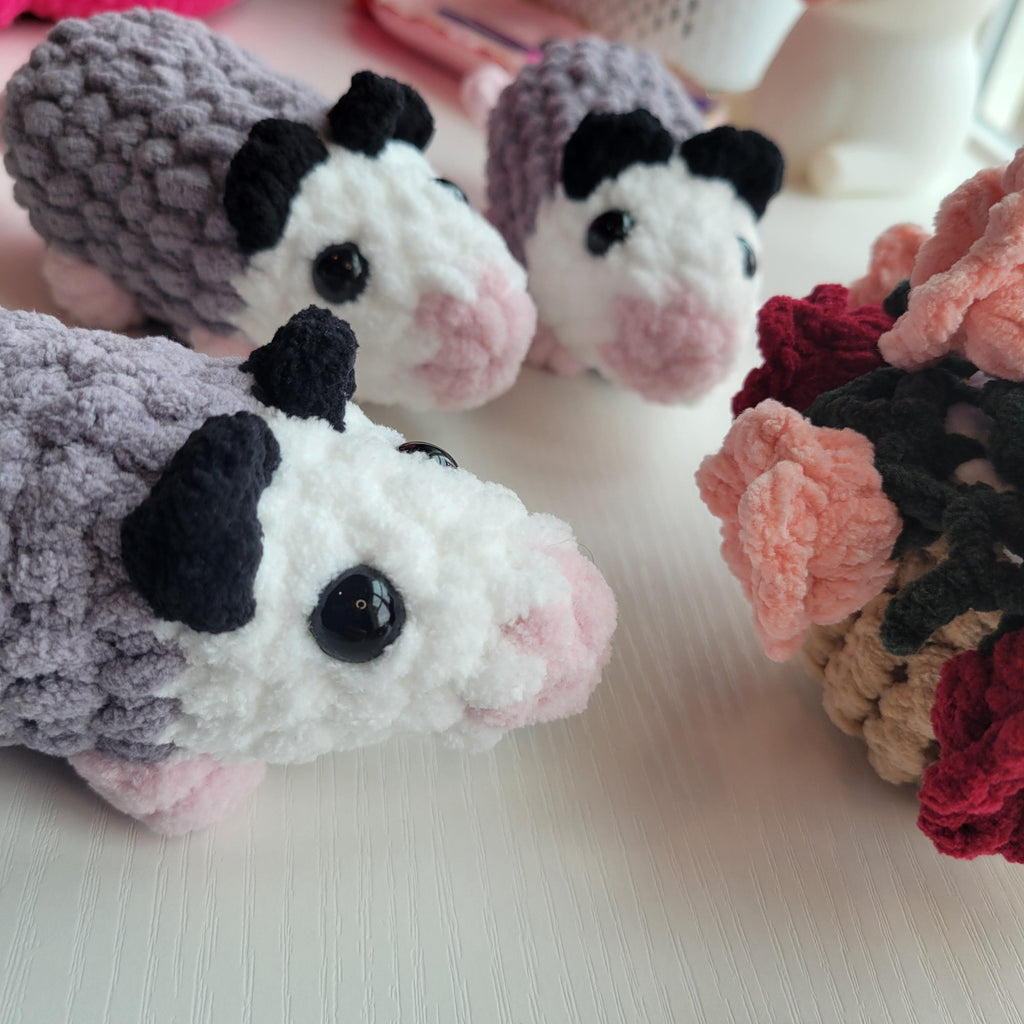 Crochet Opossum Plushie - Pocket-Sized - Amigurumi Plushy