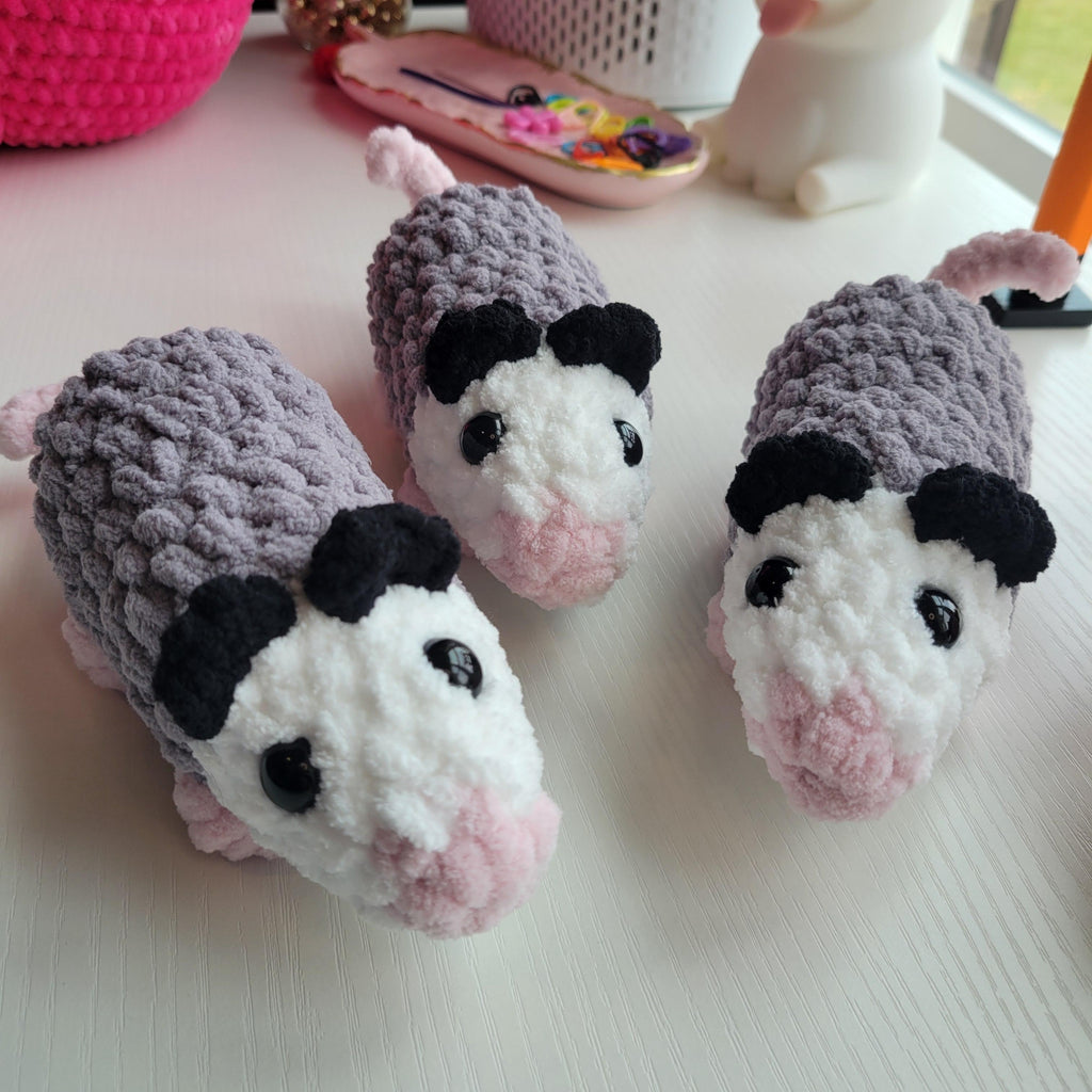 Crochet Opossum Plushie - Pocket-Sized - Amigurumi Plushy
