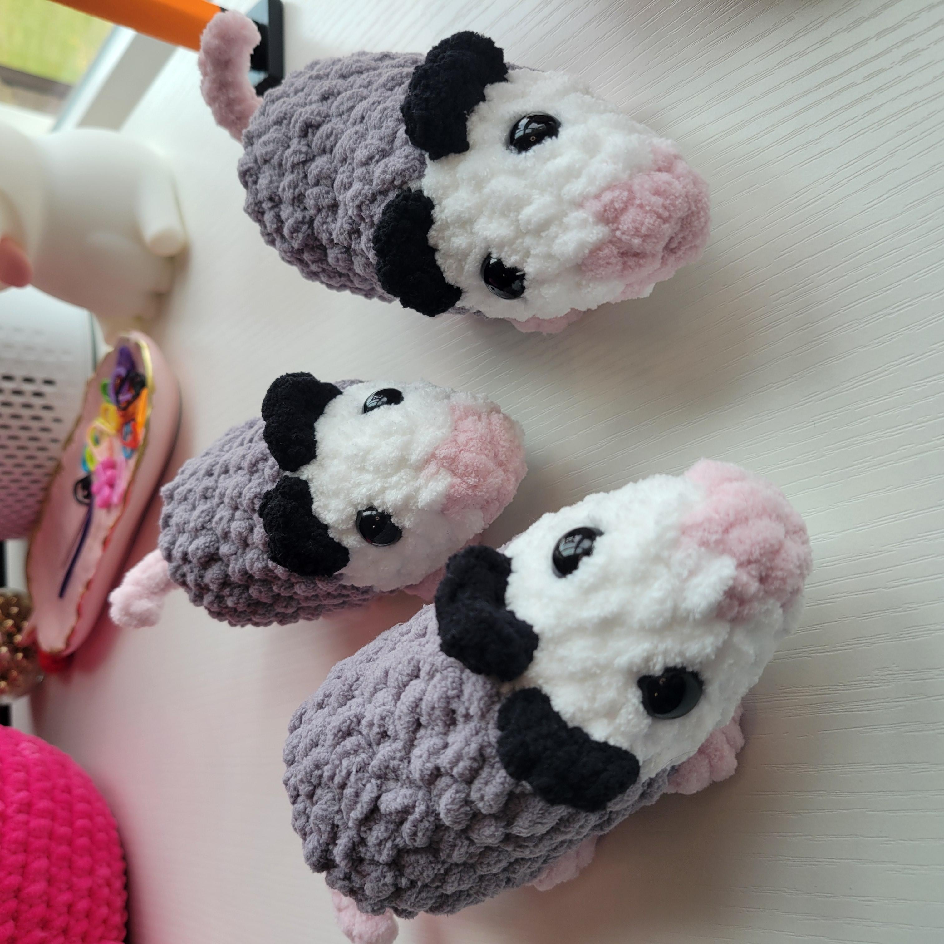 Crochet Opossum Plushie - Pocket-Sized - Amigurumi Plushy