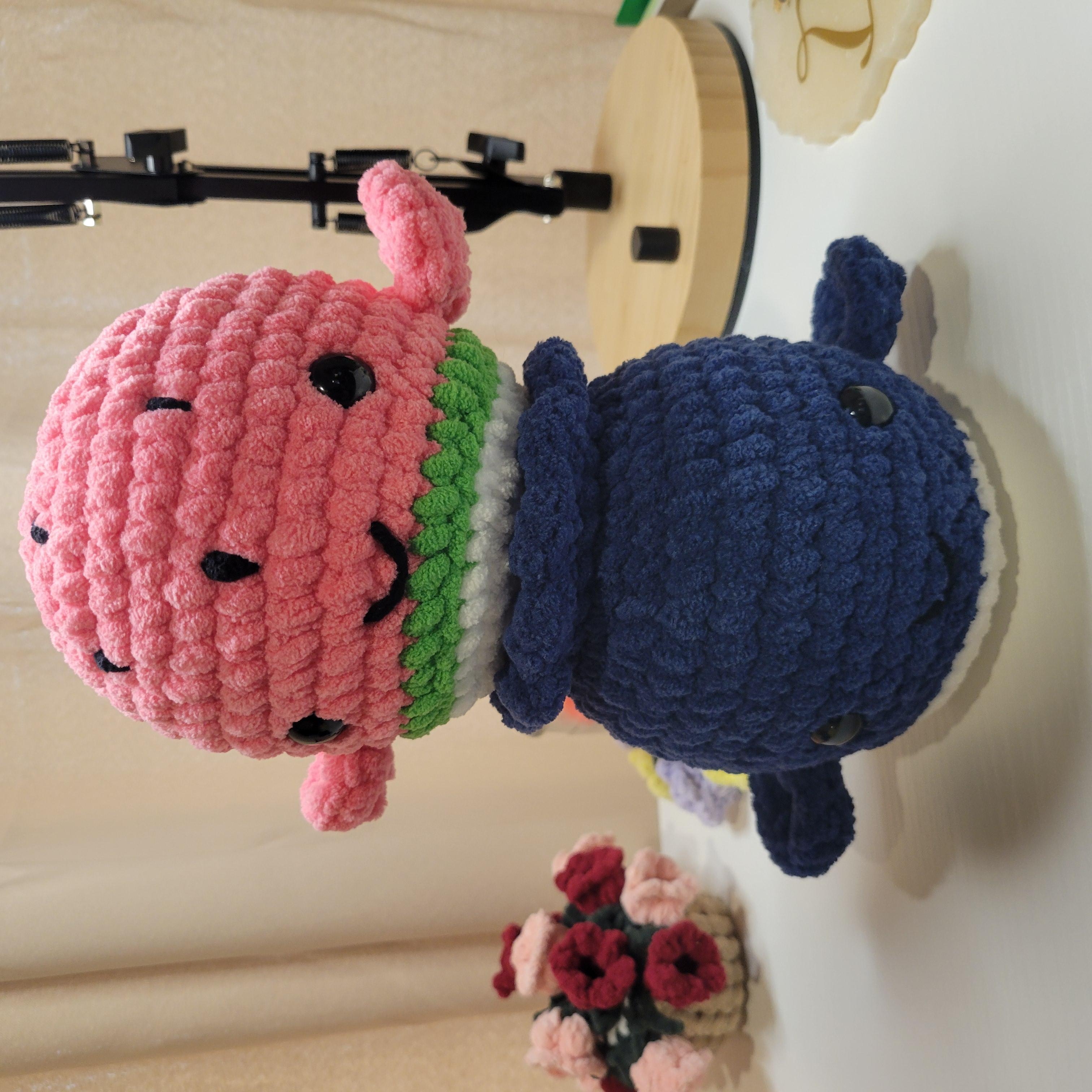 Crochet Fruit Whale Plushy - Amigurumi Toy - Kawaii Sea Animal & Food Plushie