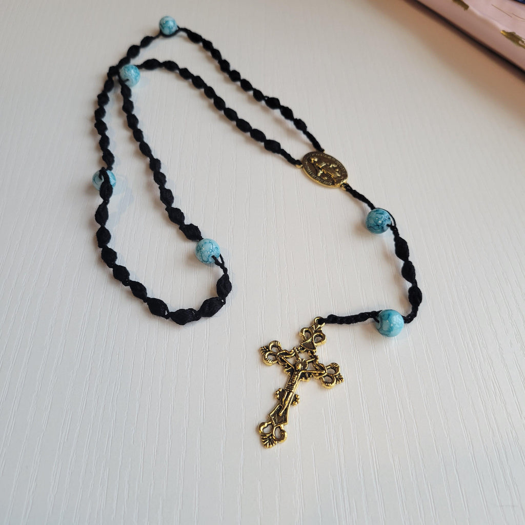 Crochet Rosary - Egyptian Cotton Prayer Beads - Catholic Gift - Travel Crucifix
