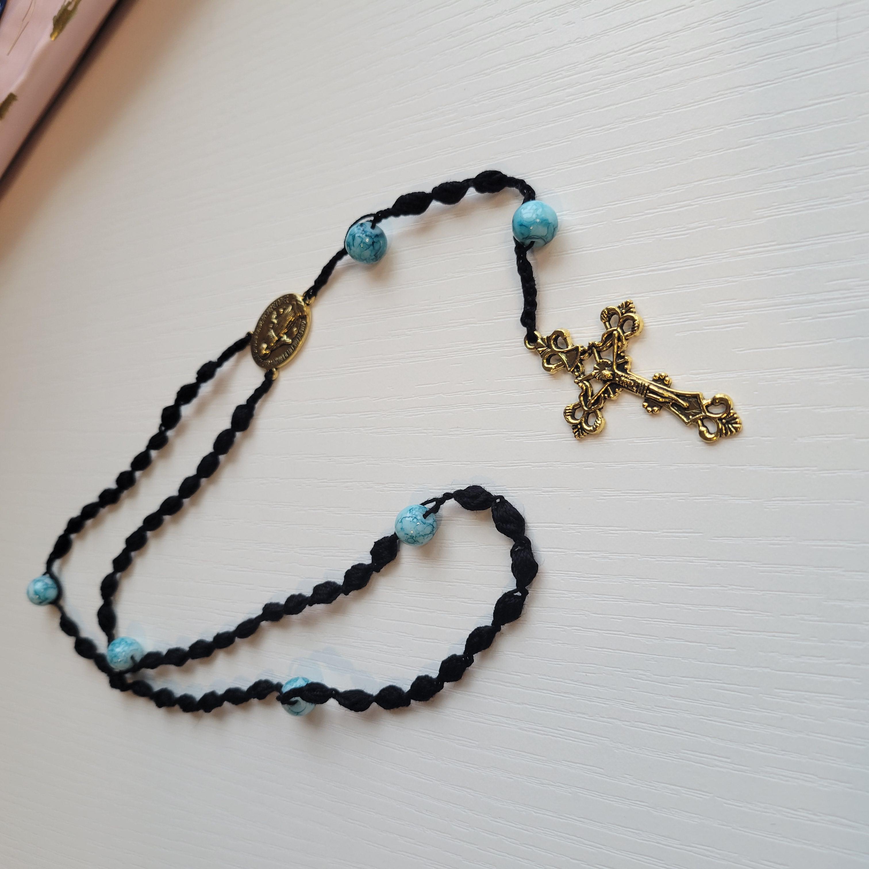 Crochet Rosary - Egyptian Cotton Prayer Beads - Catholic Gift - Travel Crucifix