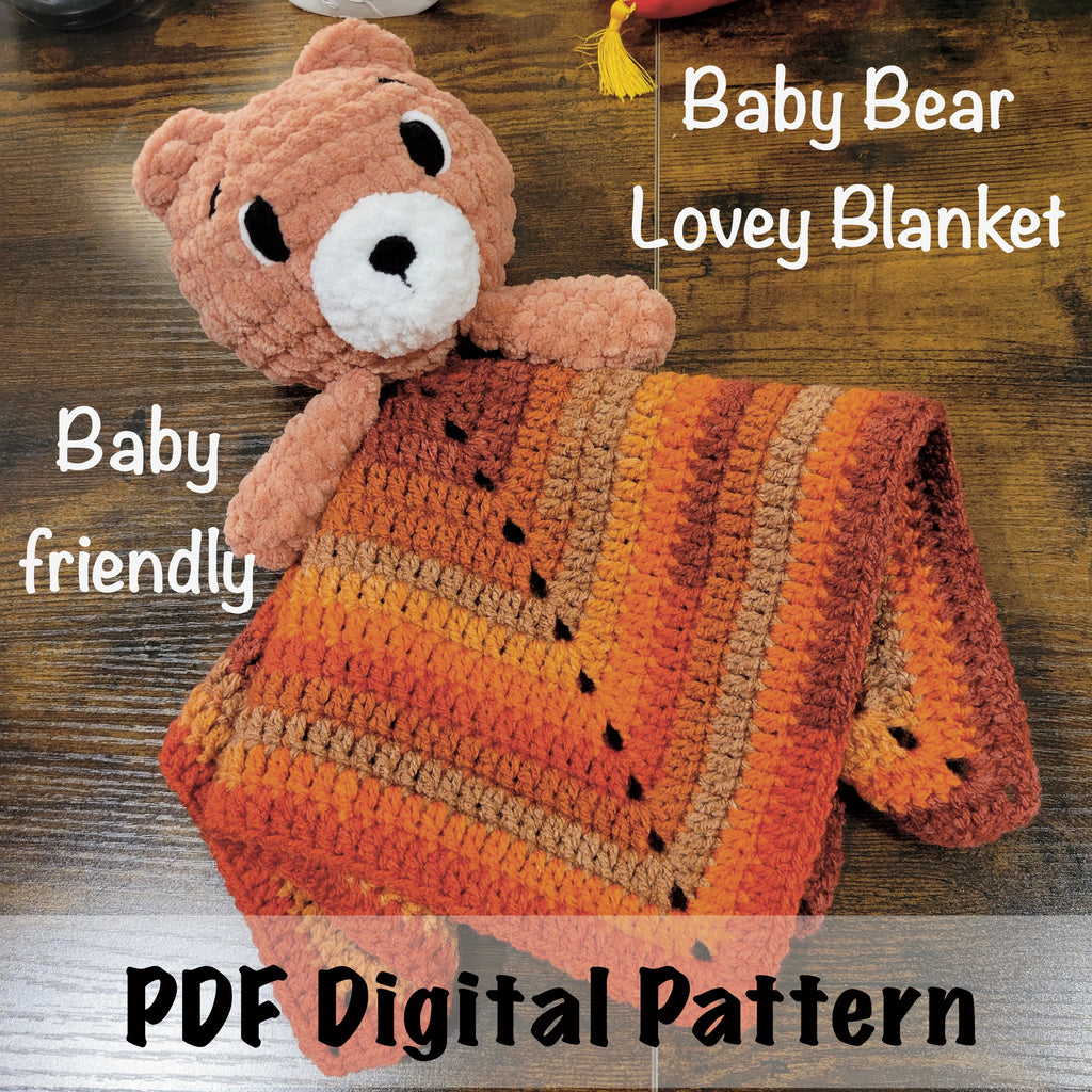 Baby Bear Lovey Blanket Crochet Pattern - Beginner Friendly Digital PDF Download