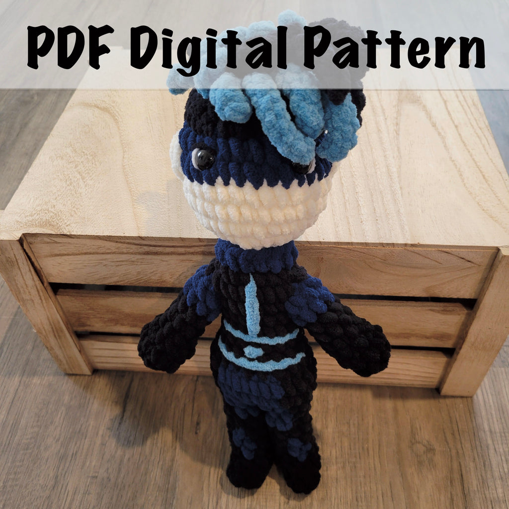 Crochet Digital Pattern for Blue Girl, Amigurumi Plush Doll PDF, DIY Project, Digital Download