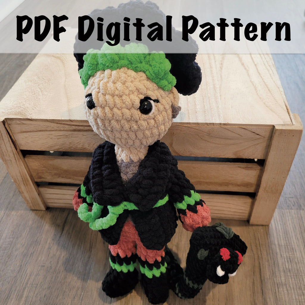Digital Crochet Pattern of Green Girl Villain - Amigurumi Plush Toy (PDF Download)
