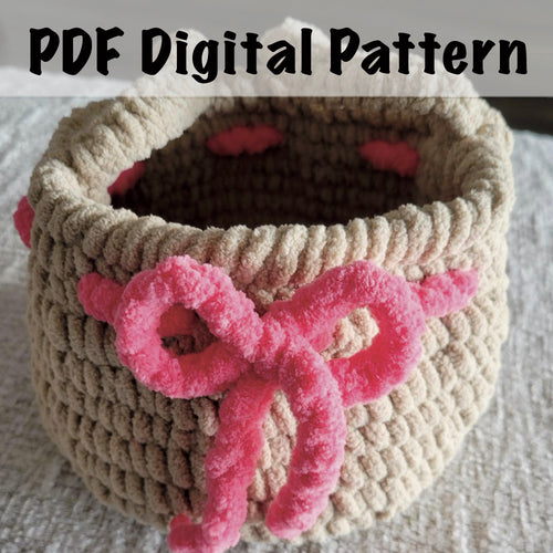 Crochet Basket Pattern: Easy DIY Easter Basket with Bow Design (PDF Digital Download)