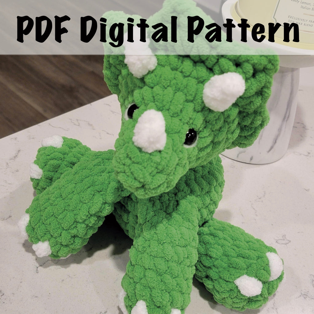 Triceratops Crochet Pattern, Amigurumi Dinosaur PDF, Plushie DIY (Digital Download)