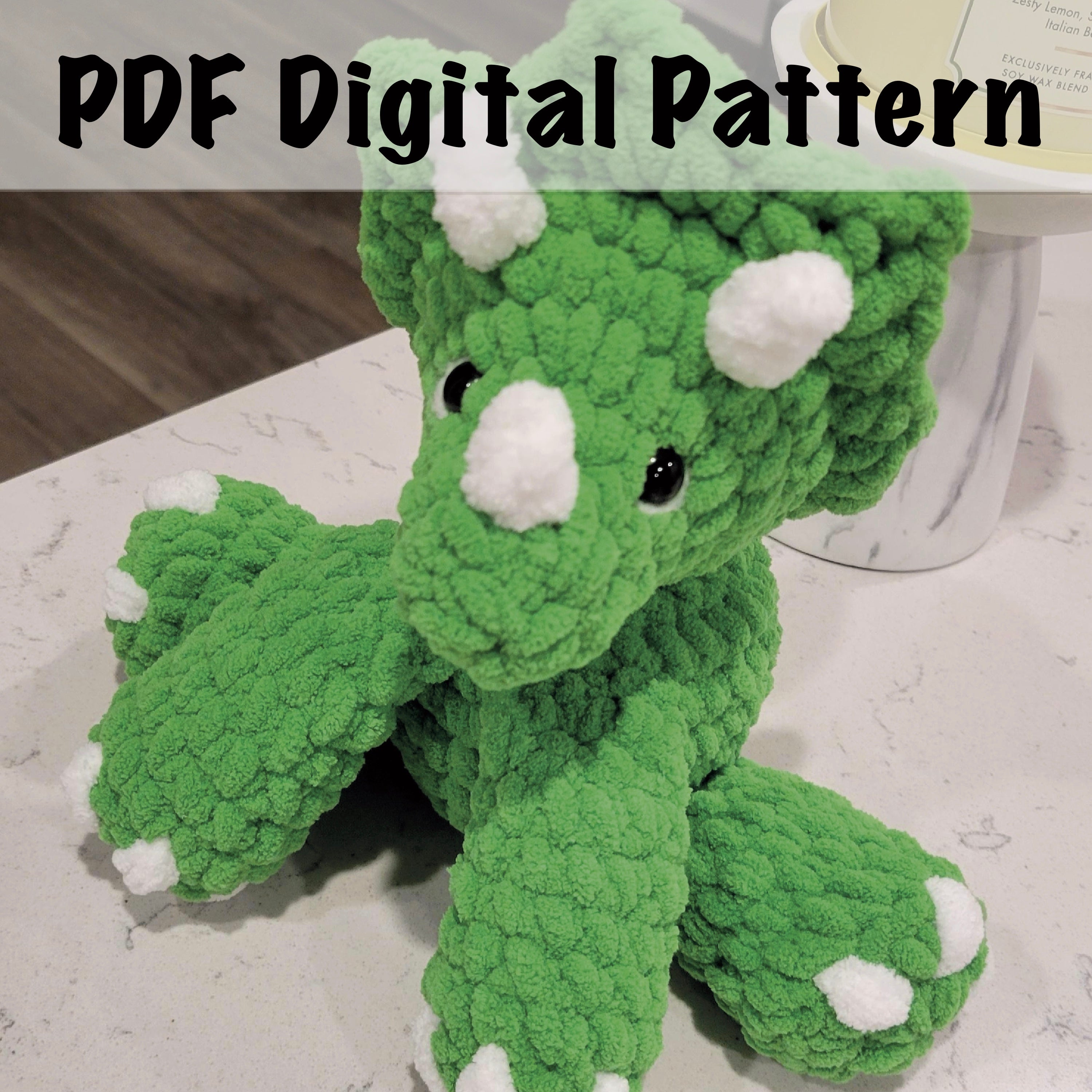 Triceratops Crochet Pattern, Amigurumi Dinosaur PDF, Plushie DIY (Digital Download)