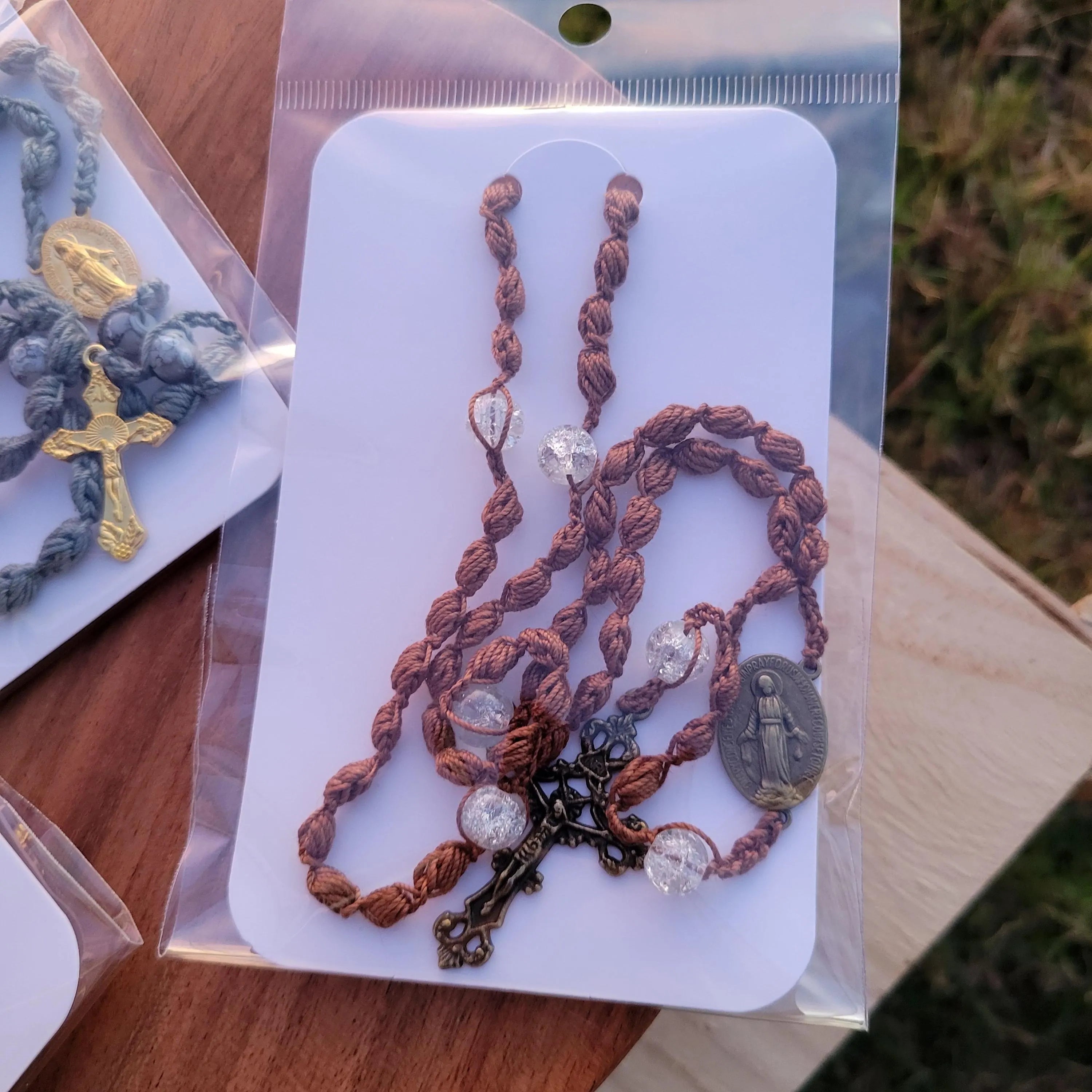 Handmade Crochet Rosary - Egyptian Cotton Prayer Beads - Catholic Gift - Travel Crucifix