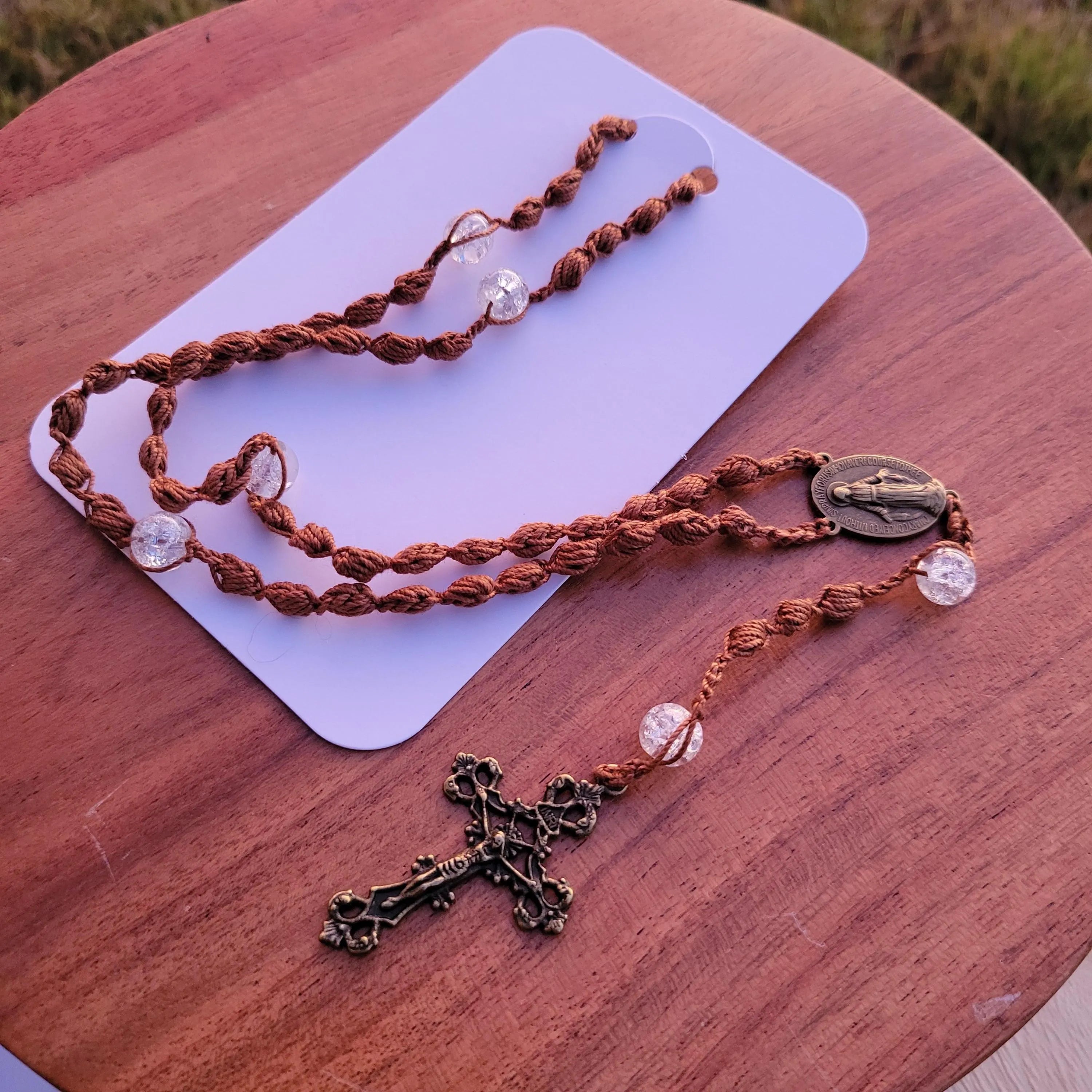 Handmade Crochet Rosary - Egyptian Cotton Prayer Beads - Catholic Gift - Travel Crucifix