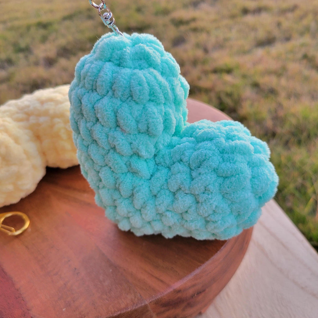 Crochet Heart Keychain, Amigurumi Backpack Charm, Kawaii Accessory Gift