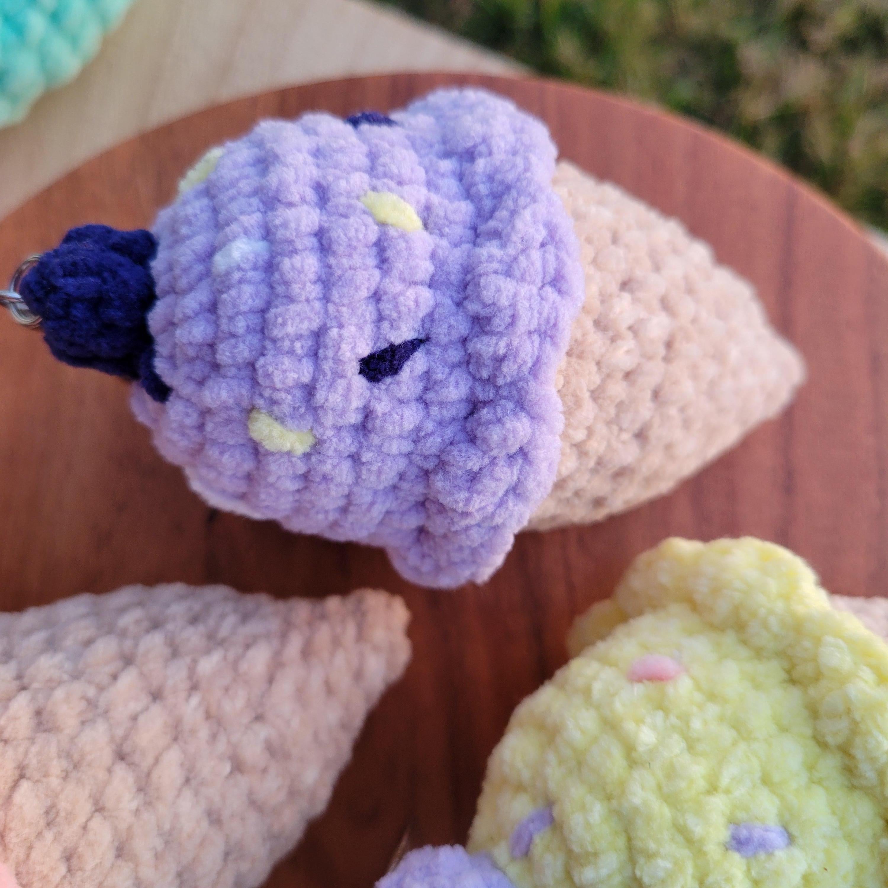 Crochet Ice Cream Keychain - Amigurumi Backpack Accessory - Plushie Charm Gift