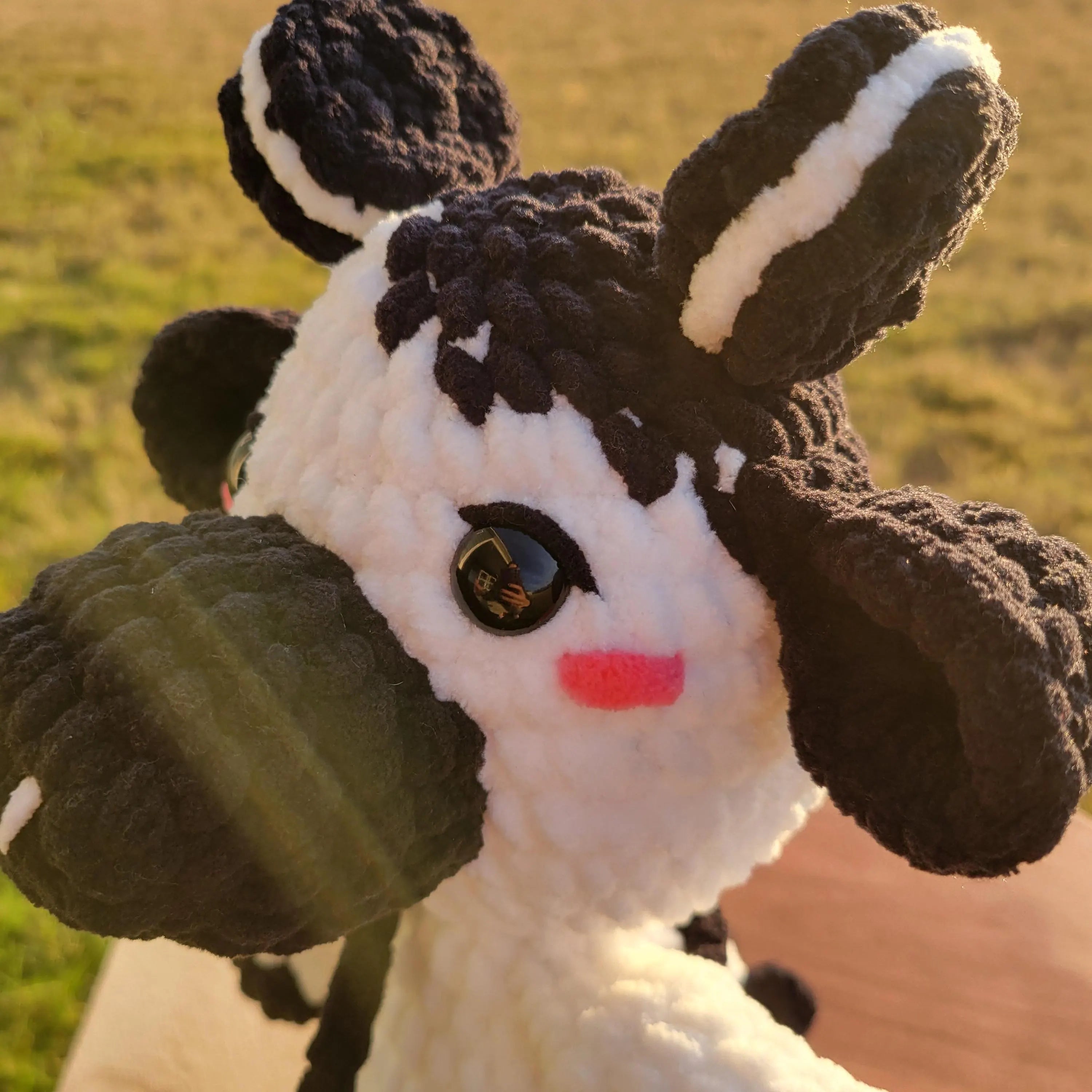 Oreo Cow Crochet Plush – Cookies and Cream Amigurumi Stuffed Dairy Animal – Unique Foodie Gift