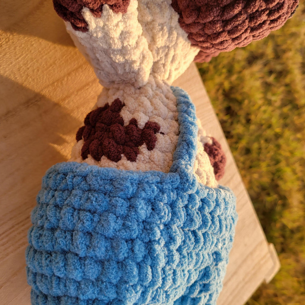 Crochet Big Bull with Blue Jumper - Amigurumi Plush Toy - Farm Stuffed Animal Gift