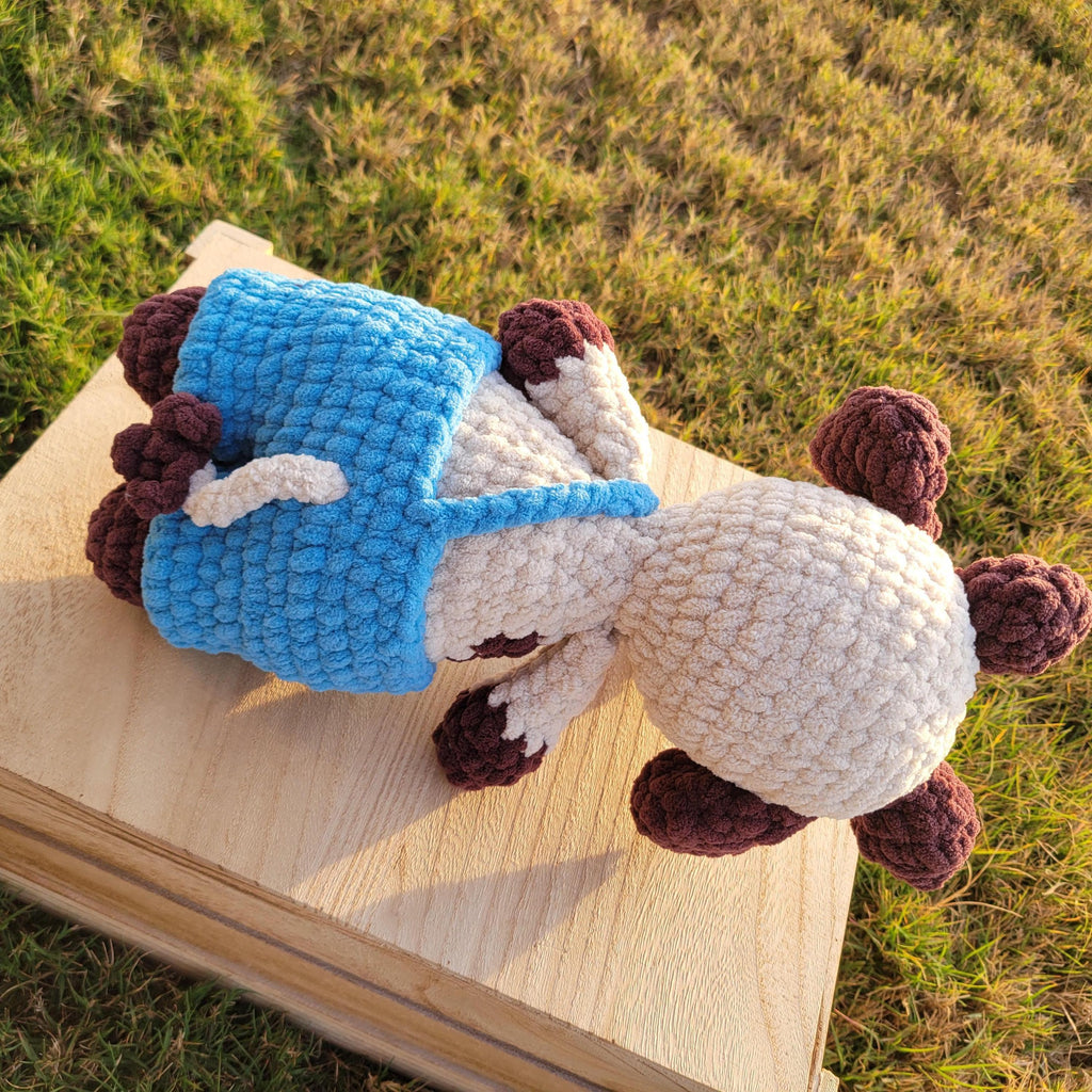 Crochet Big Bull with Blue Jumper - Amigurumi Plush Toy - Farm Stuffed Animal Gift