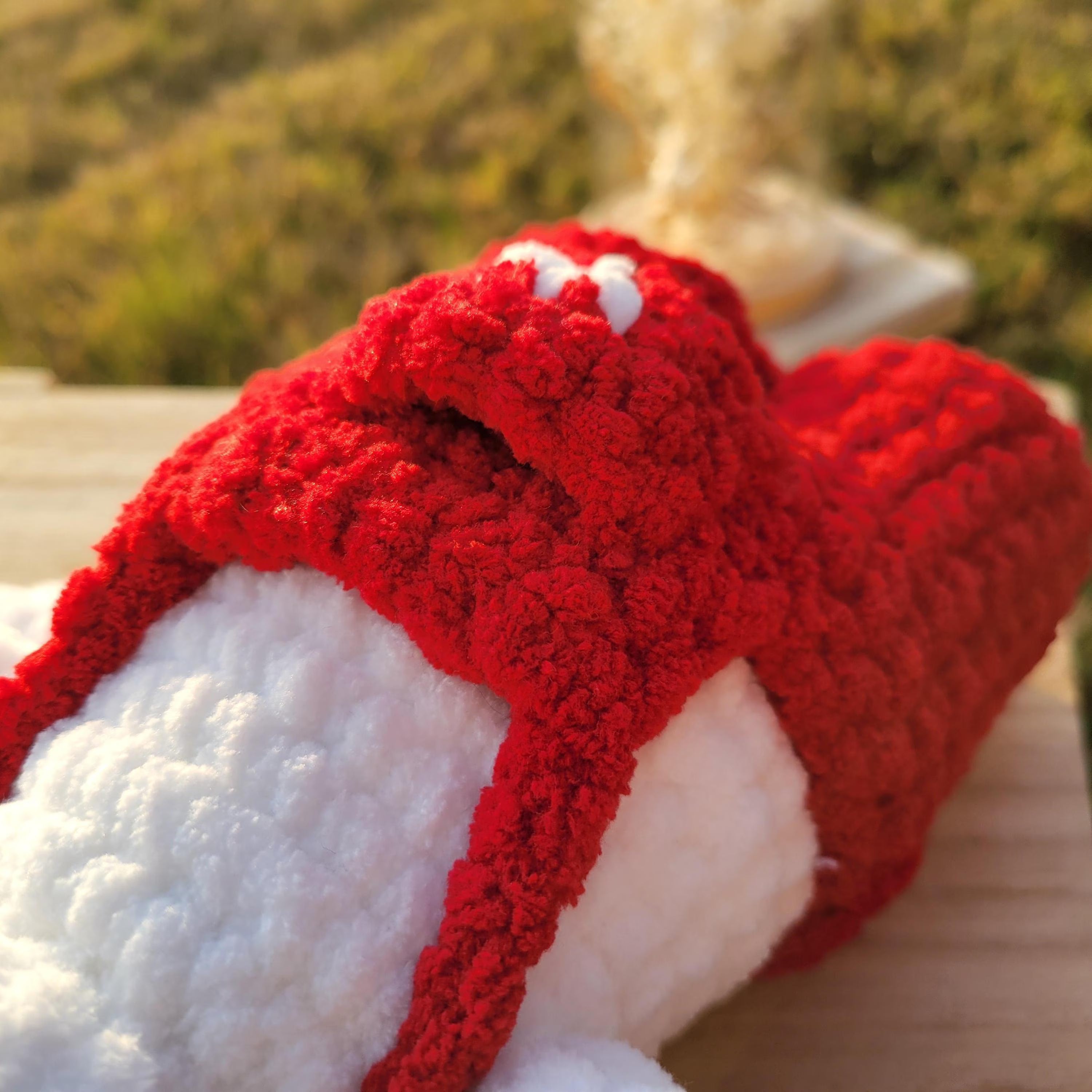 Crochet Bunny Plush Toy – Amigurumi Rabbit with Red Jumper and Bows