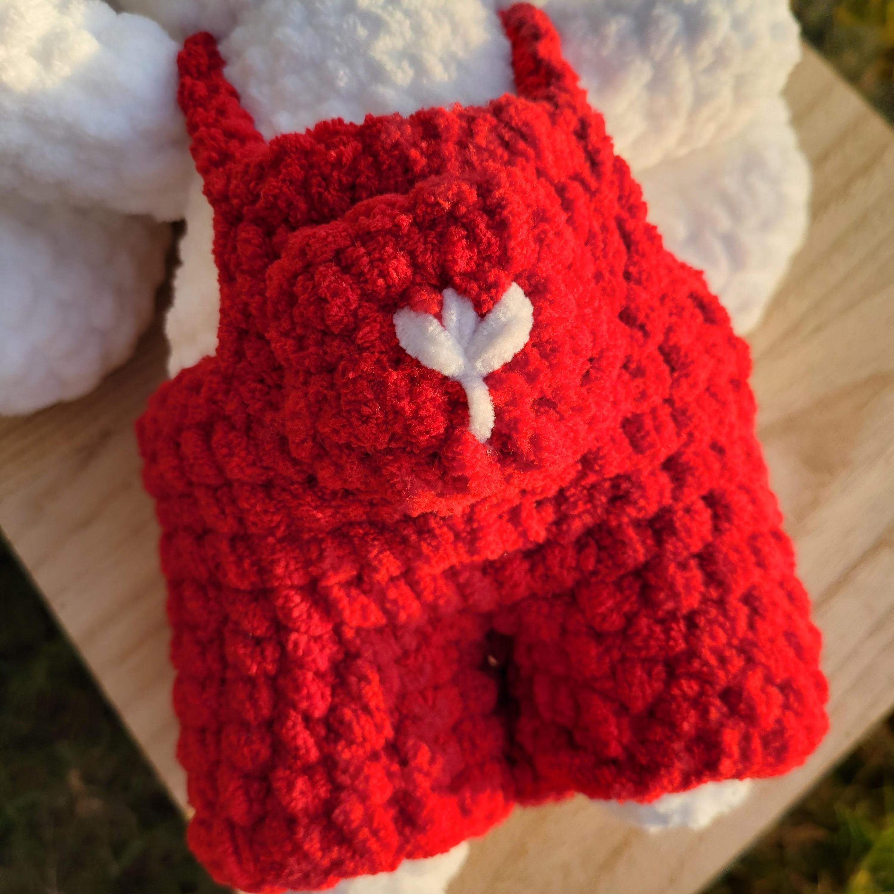 Crochet Bunny Plush Toy – Amigurumi Rabbit with Red Jumper and Bows
